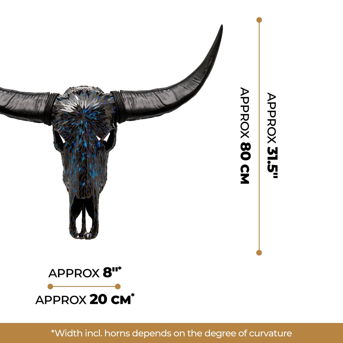 Buffalo Skull - Blue Mirror // Mosaic Finish