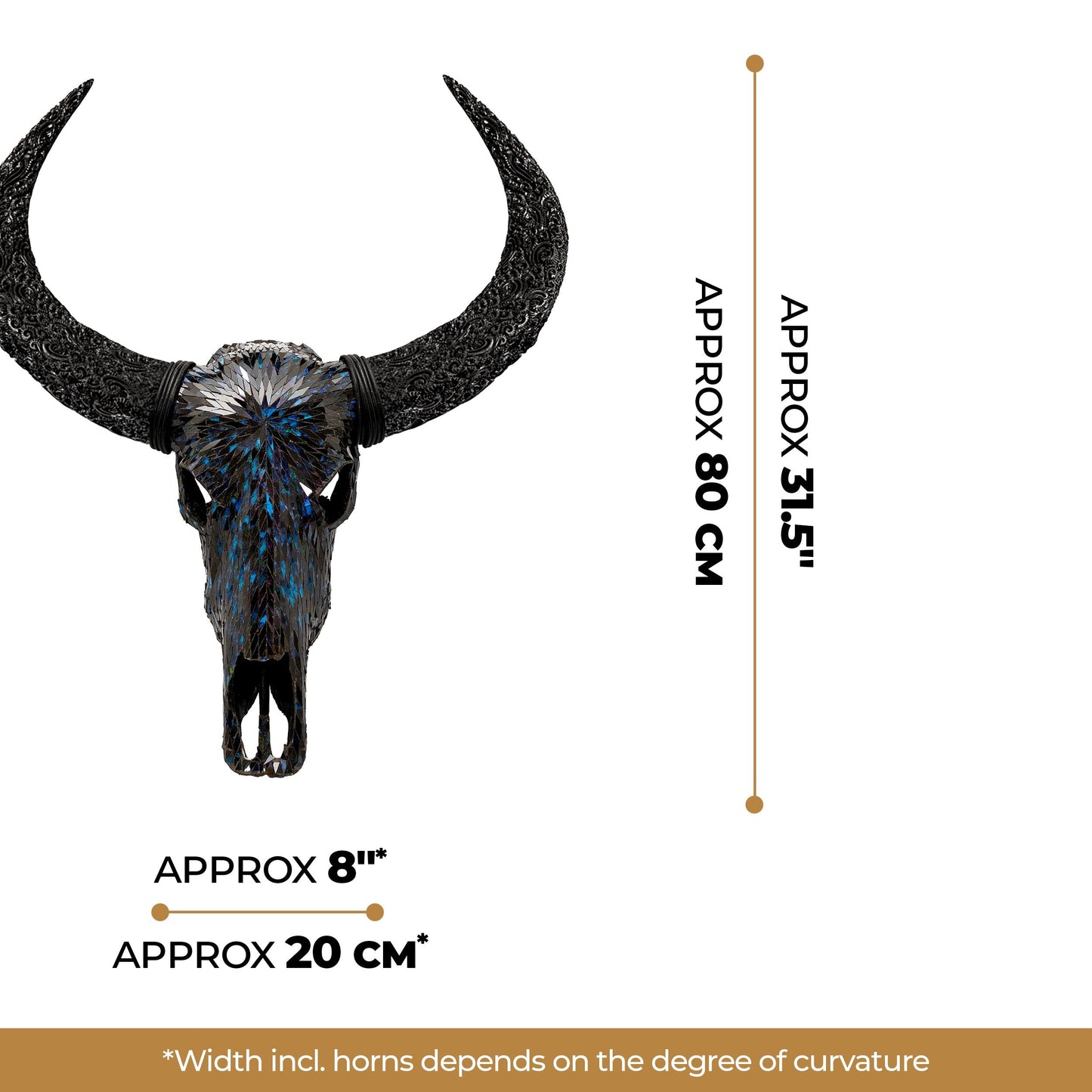 Buffalo Skull - Blue Mirror // Mosaic Finish