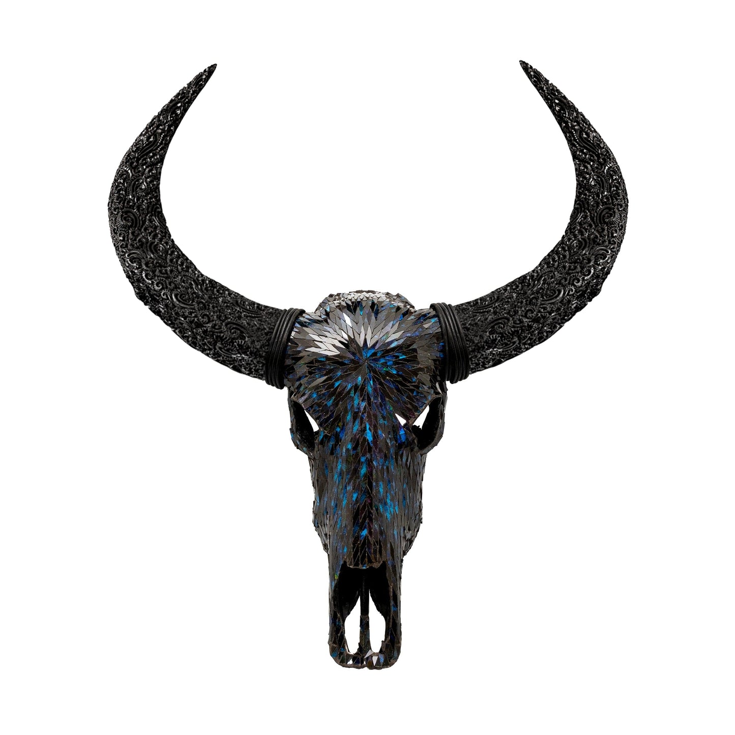 Buffalo Skull - Blue Mirror // Mosaic Finish