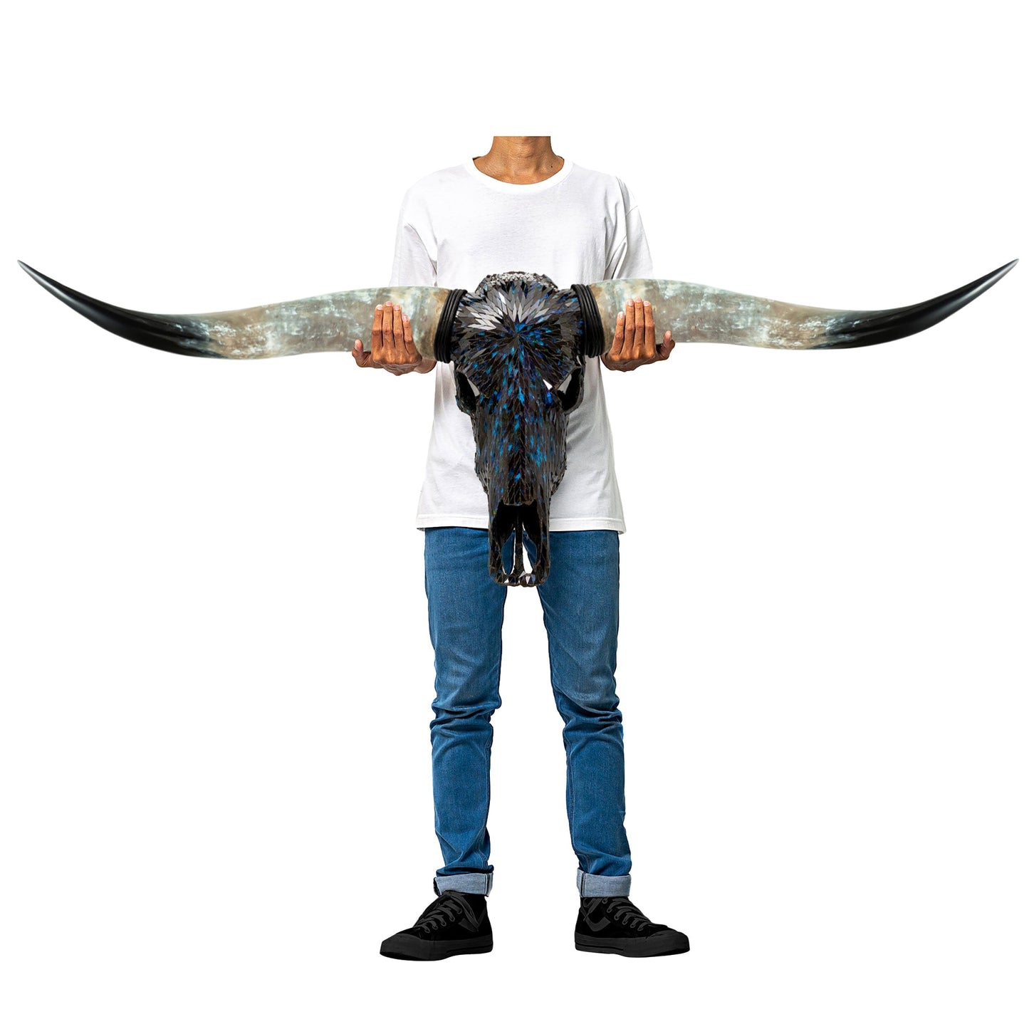 Longhorn Skull - Blue Mirror // Mosaic Finish