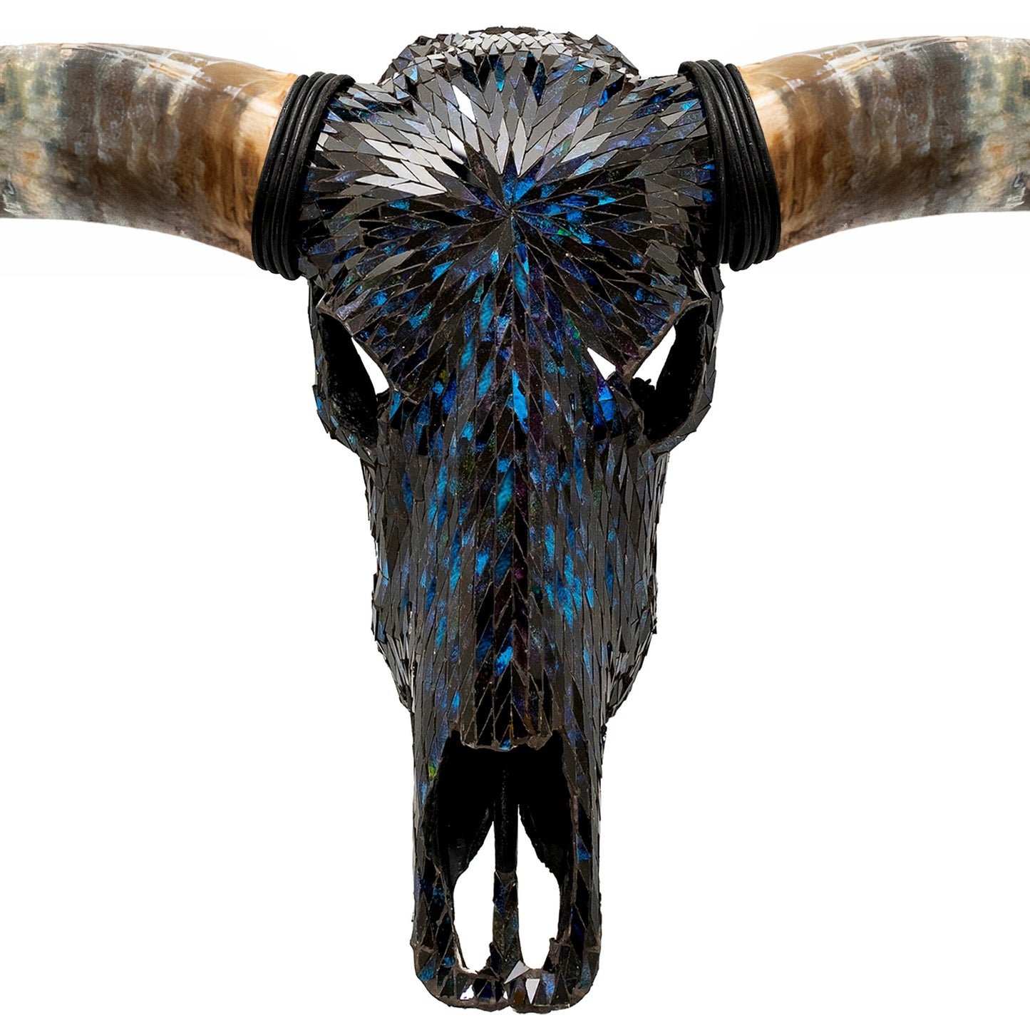 Longhorn Skull // XL Horns - Blue Mirror // Mosaic Finish