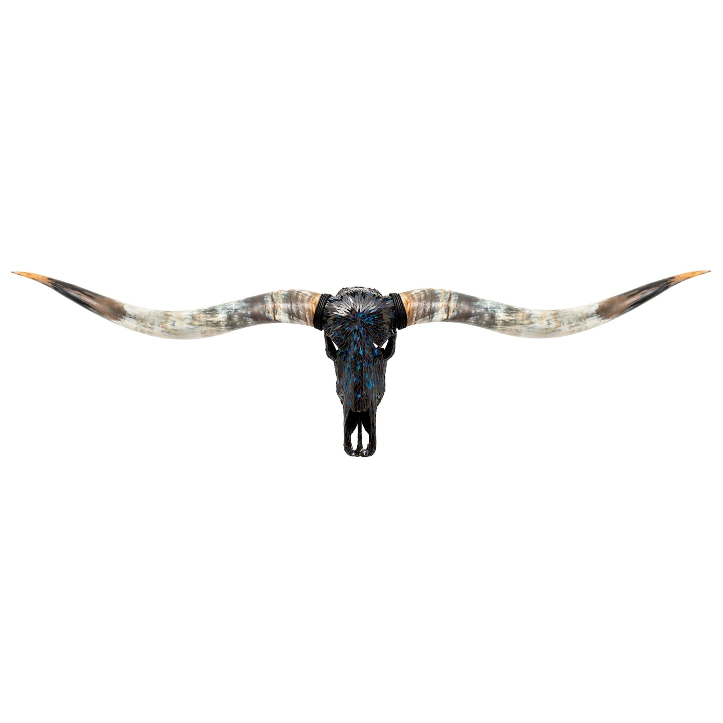 Longhorn Skull // XL Horns - Blue Mirror // Mosaic Finish