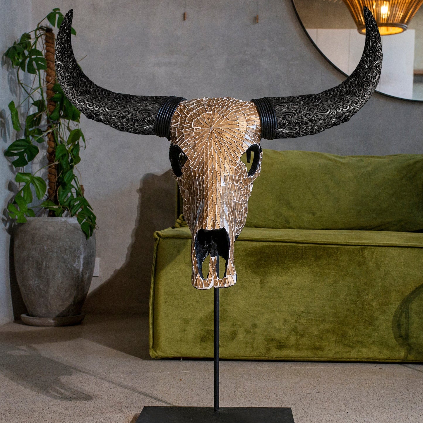 Buffalo Skull - Mocha Mirror // Mosaic Finish