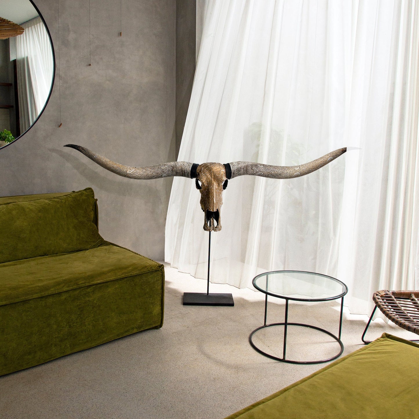 Longhorn Skull // XL Horns - Mocha Mirror // Mosaic Finish