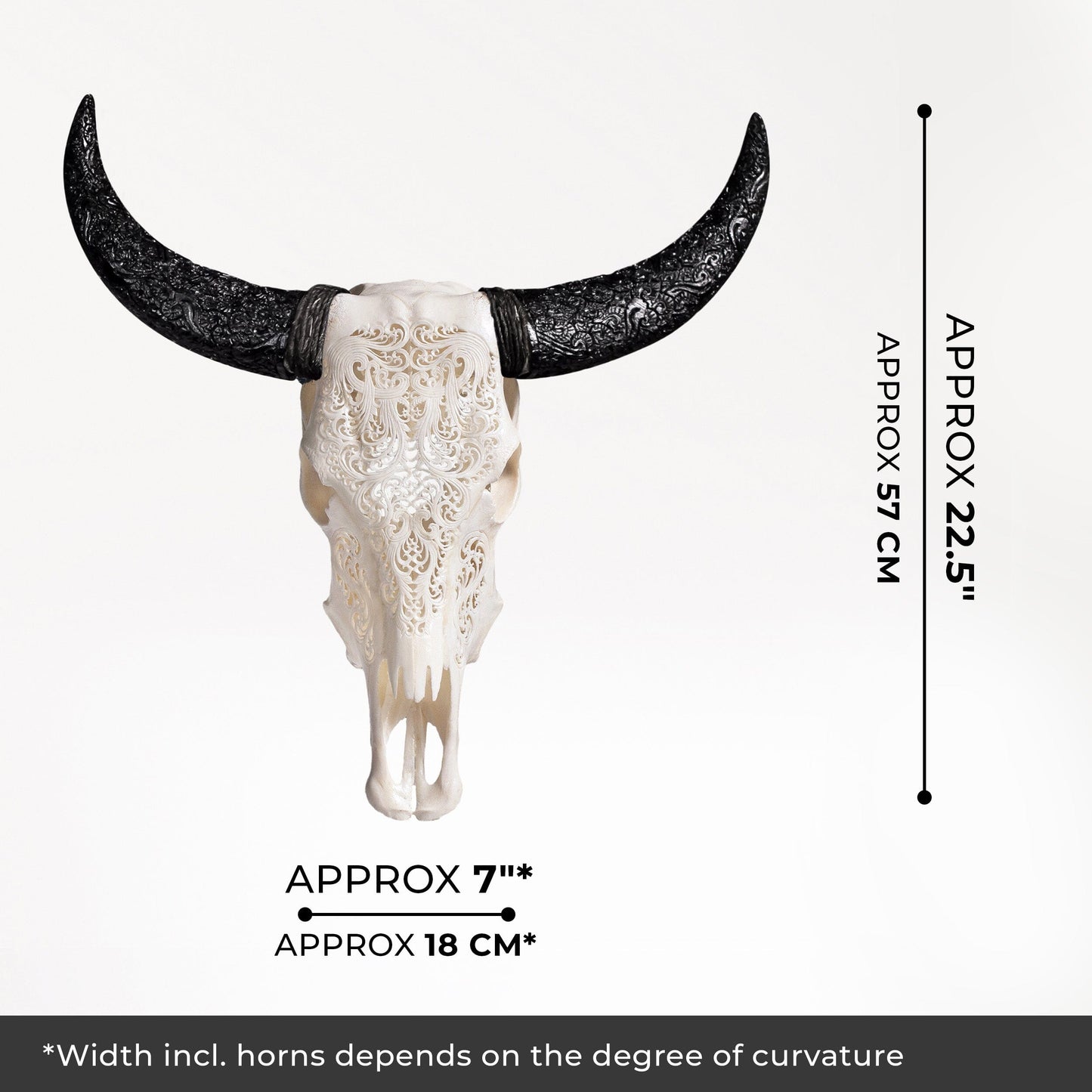 Hand Carved Cow Skull - White Titan