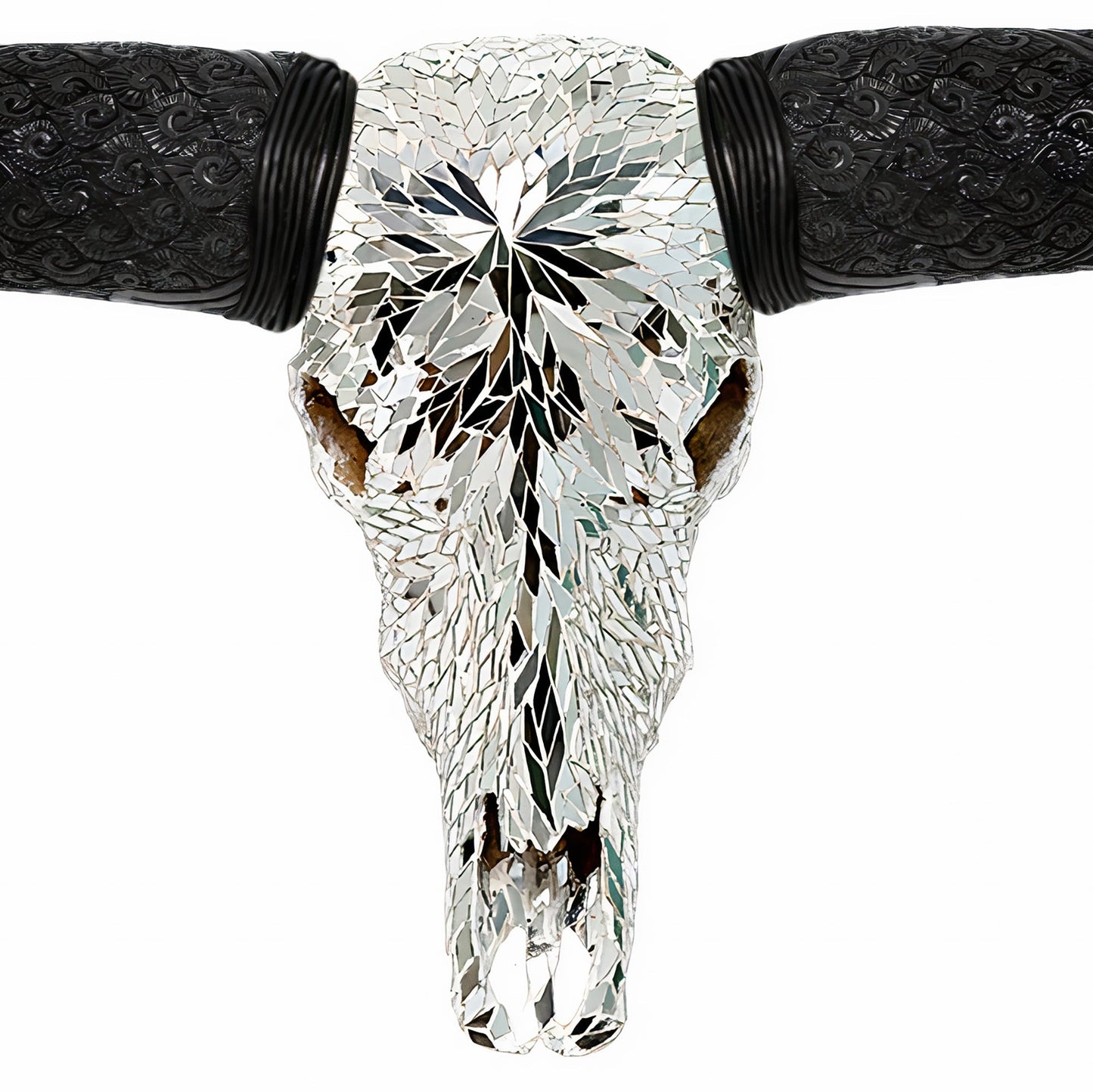 Longhorn Skull // Black Horns - Mirror // Mosaic Finish