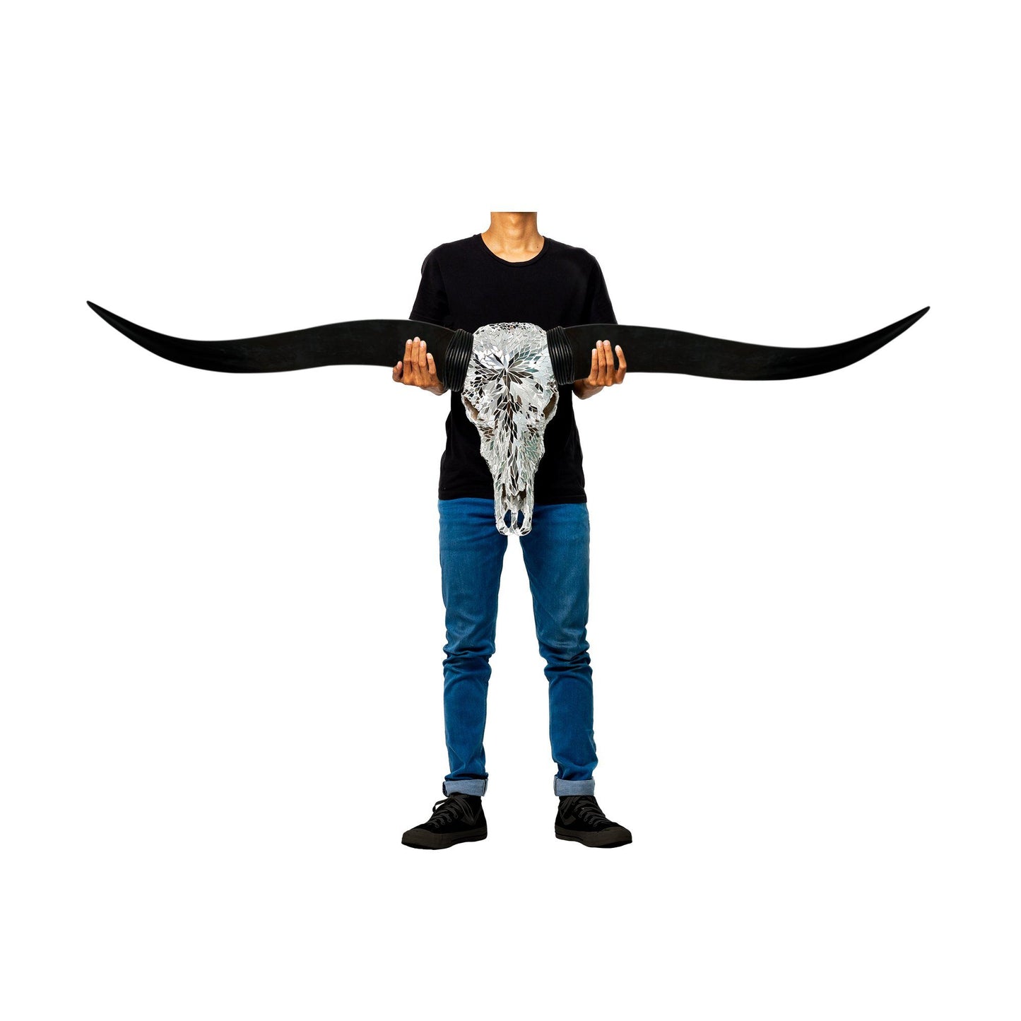 Longhorn Skull // Black Horns - Mirror // Mosaic Finish