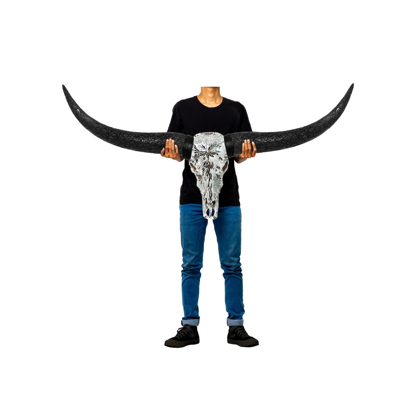 Longhorn Skull // Black Horns - Mirror // Mosaic Finish