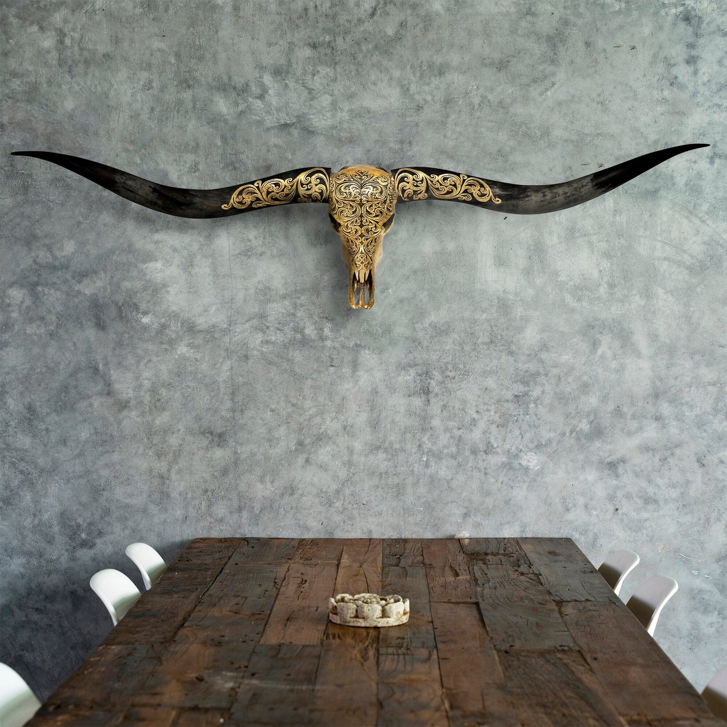 Longhorn Skull // XL Horns - Oriental Gold Metallic
