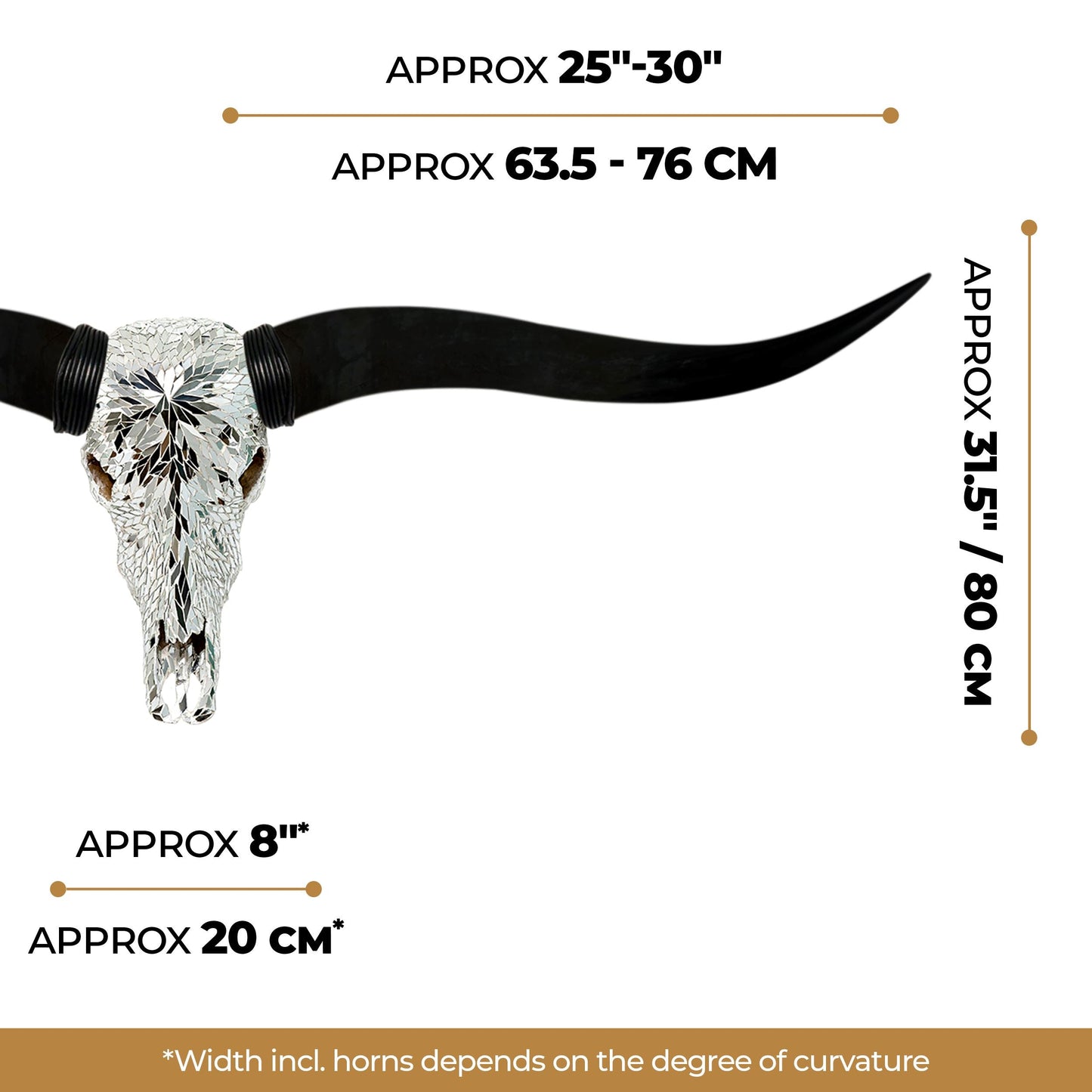Longhorn Skull // Black Horns - Mirror // Mosaic Finish