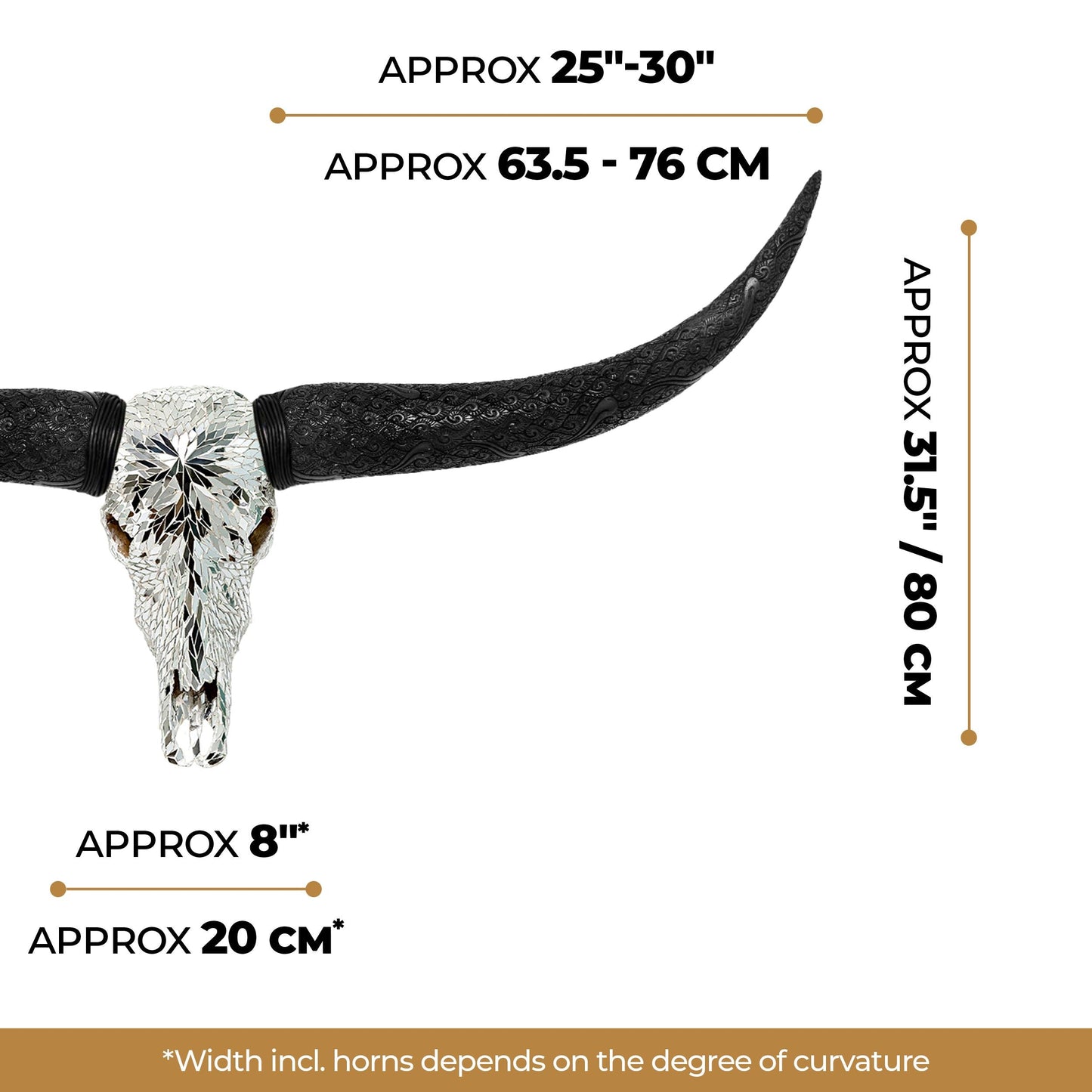 Longhorn Skull // Black Horns - Mirror // Mosaic Finish