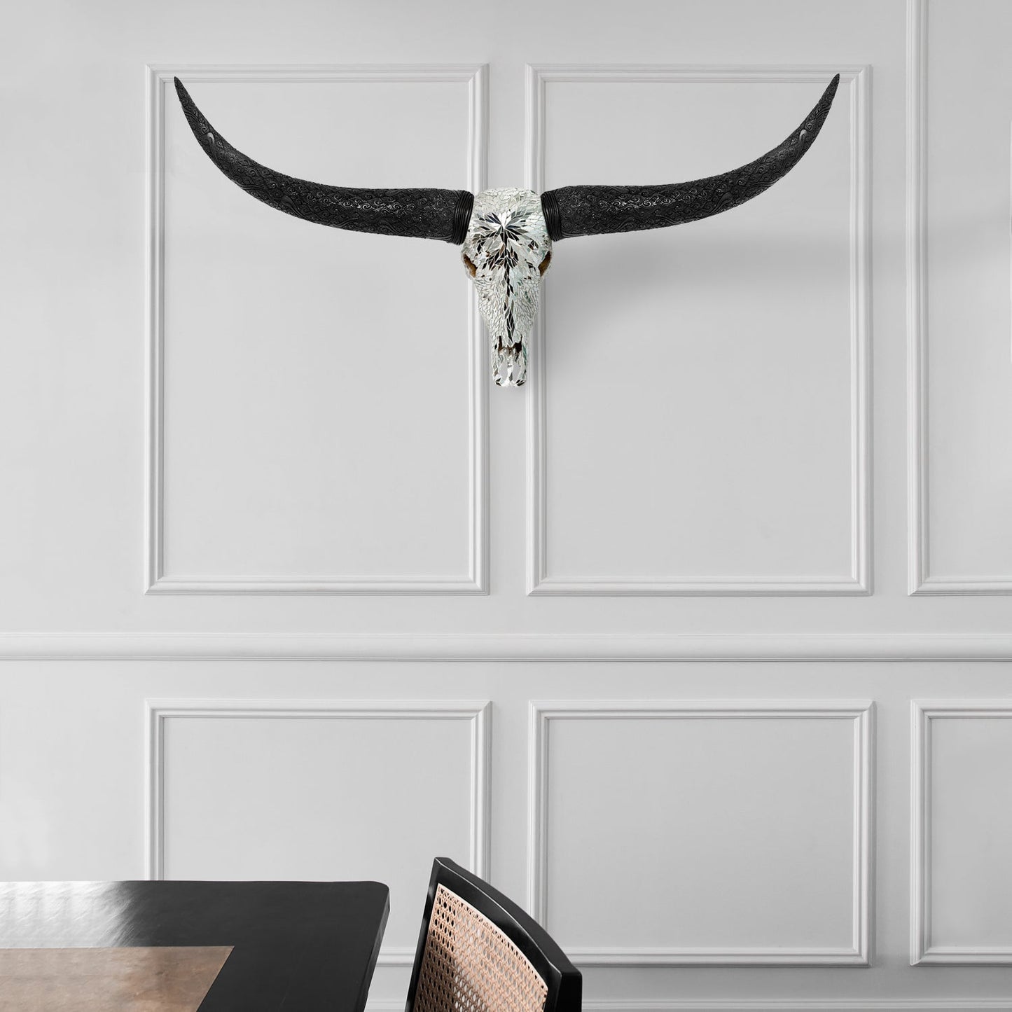 Longhorn Skull // Black Horns - Mirror // Mosaic Finish