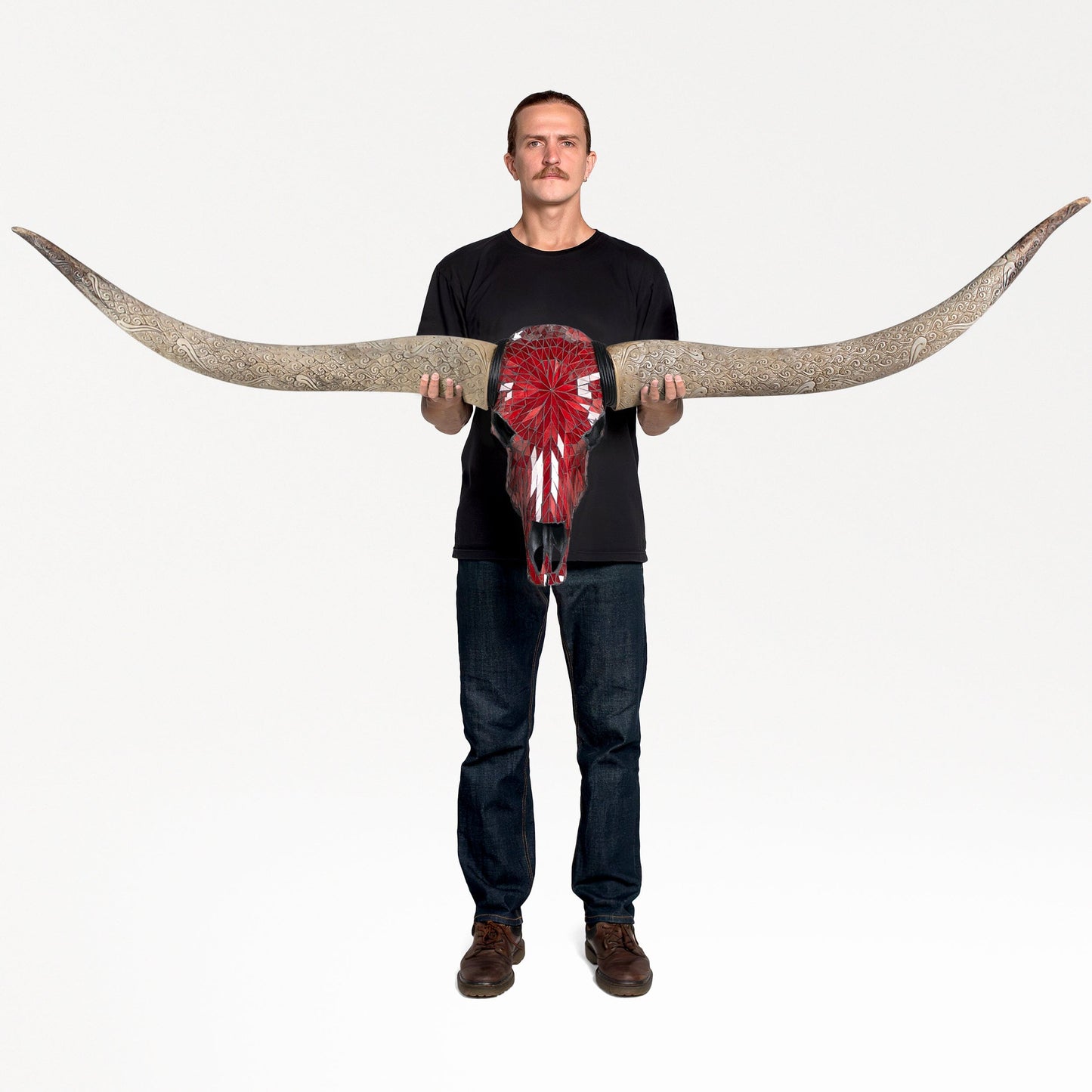 Longhorn Skull // XL Horns - Red Mirror // Mosaic Finish