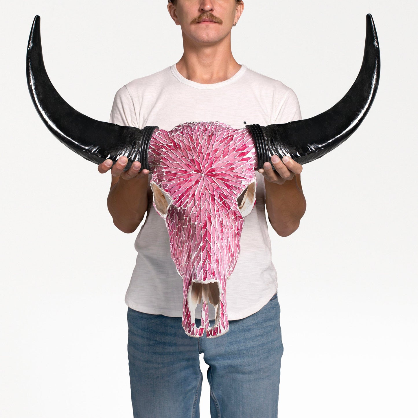 Buffalo Skull -  Pink Mirror // Mosaic Finish