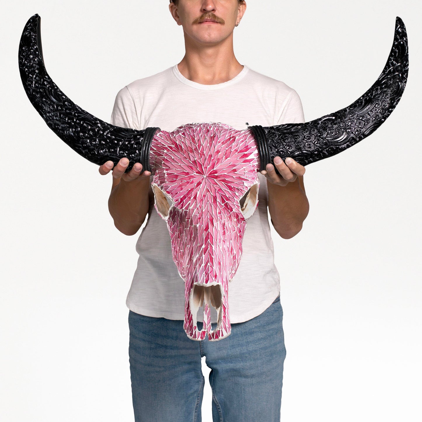 Buffalo Skull -  Pink Mirror // Mosaic Finish