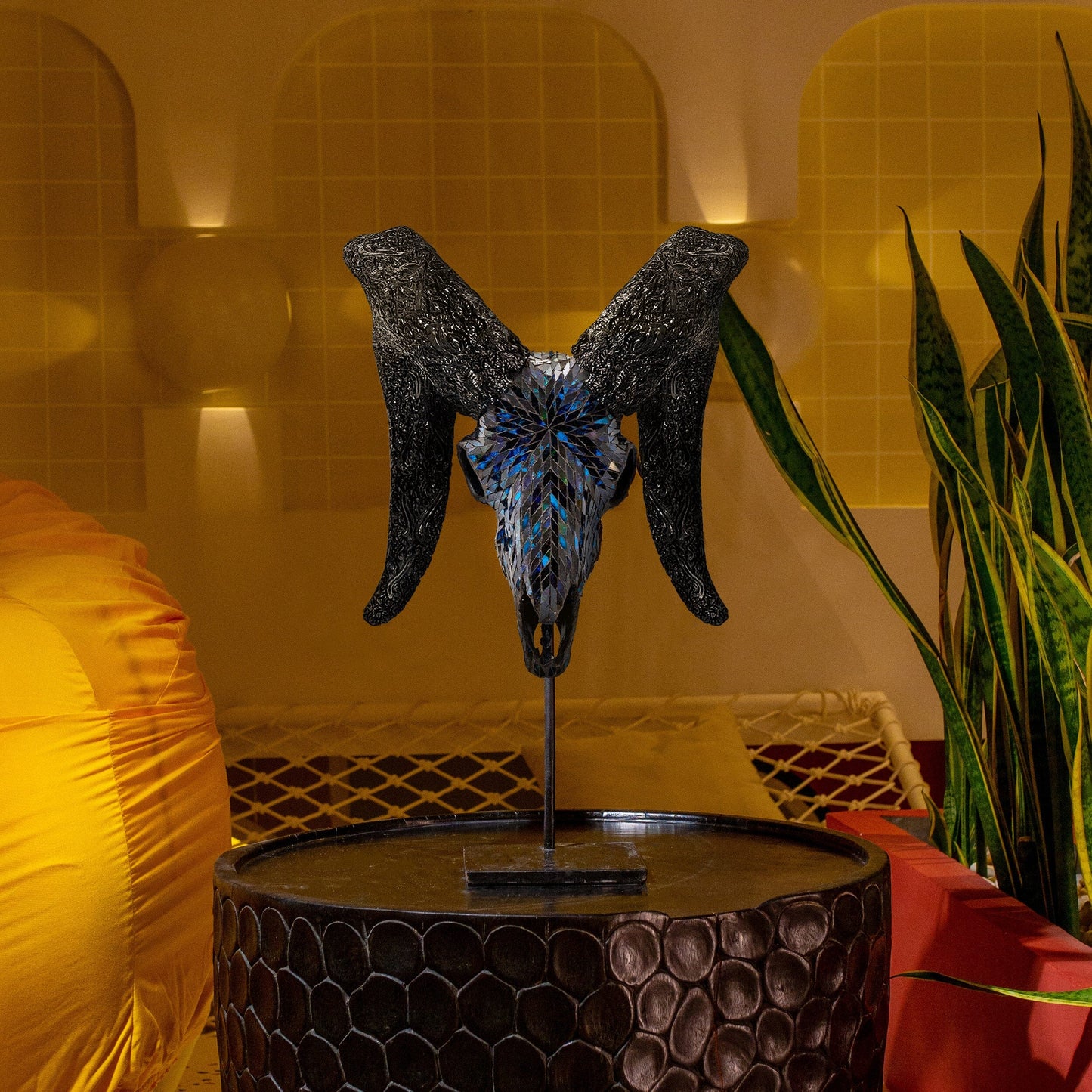 Ram Skull - Blue Mirror // Mosaic Finish
