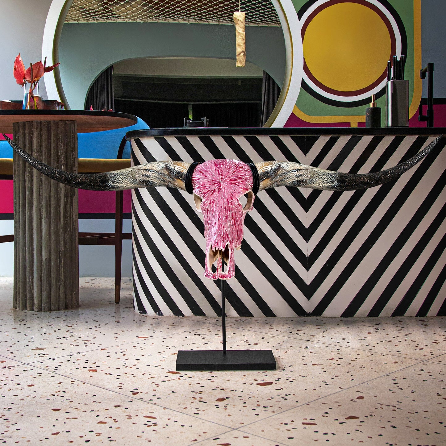 Longhorn Skull - Pink Mirror // Mosaic Finish