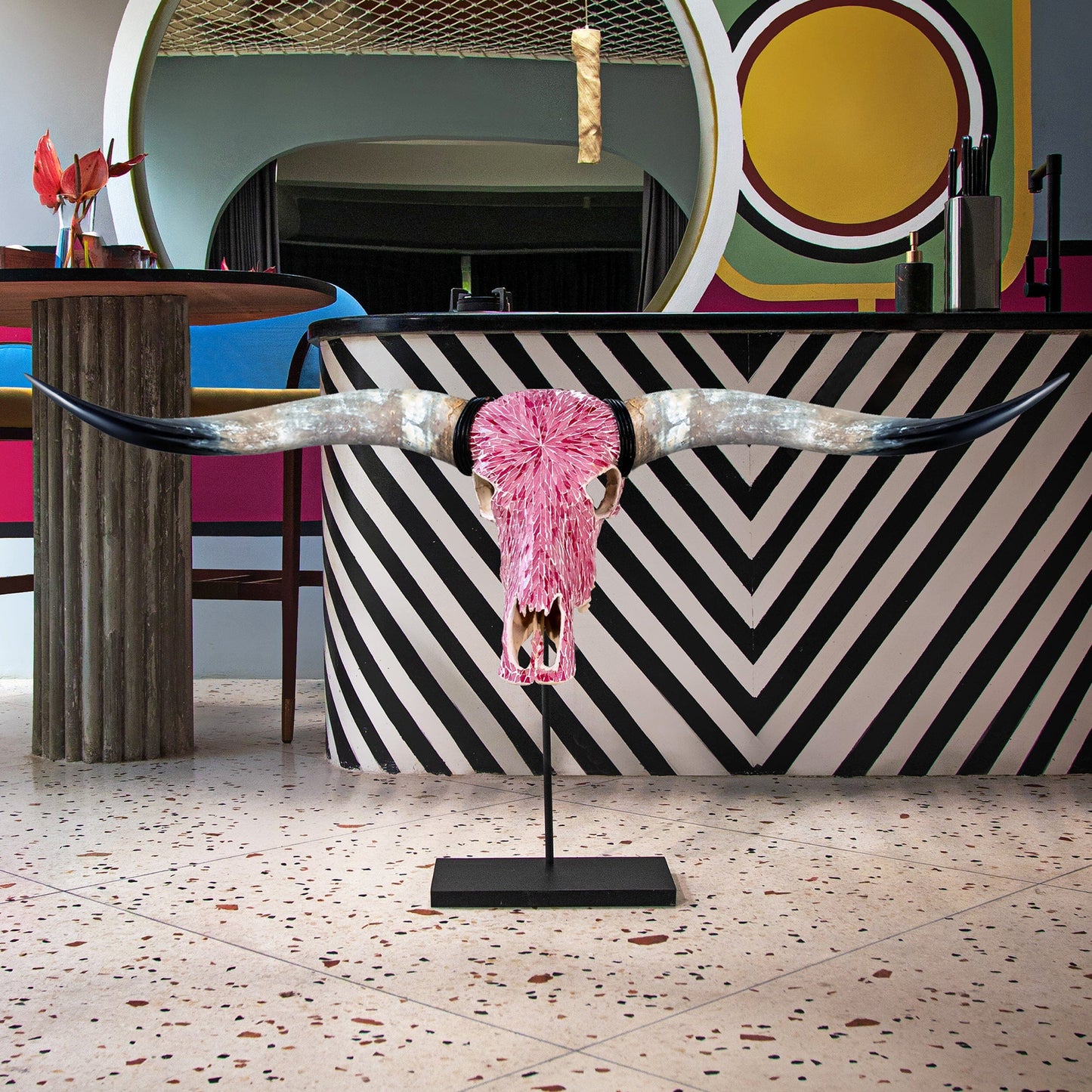 Longhorn Skull - Pink Mirror // Mosaic Finish