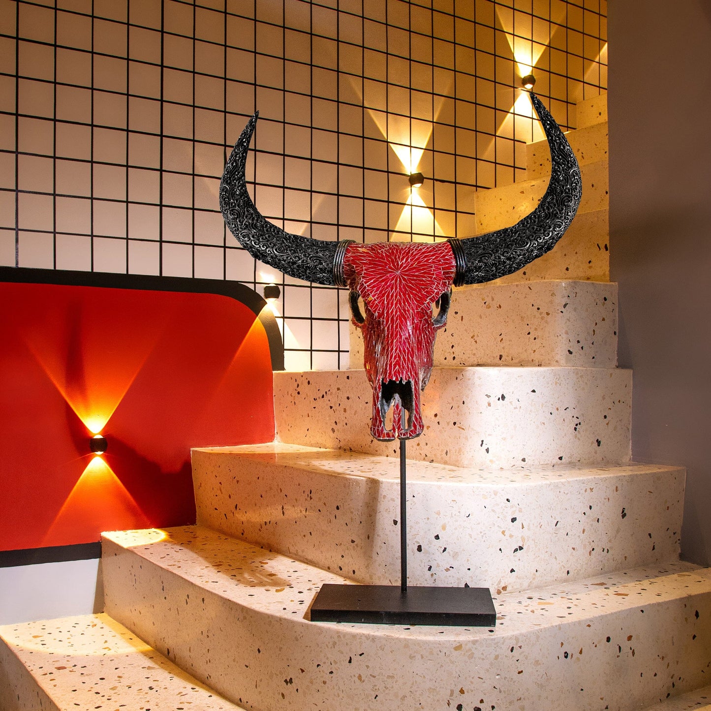 Buffalo Skull - Red Mirror // Mosaic Finish