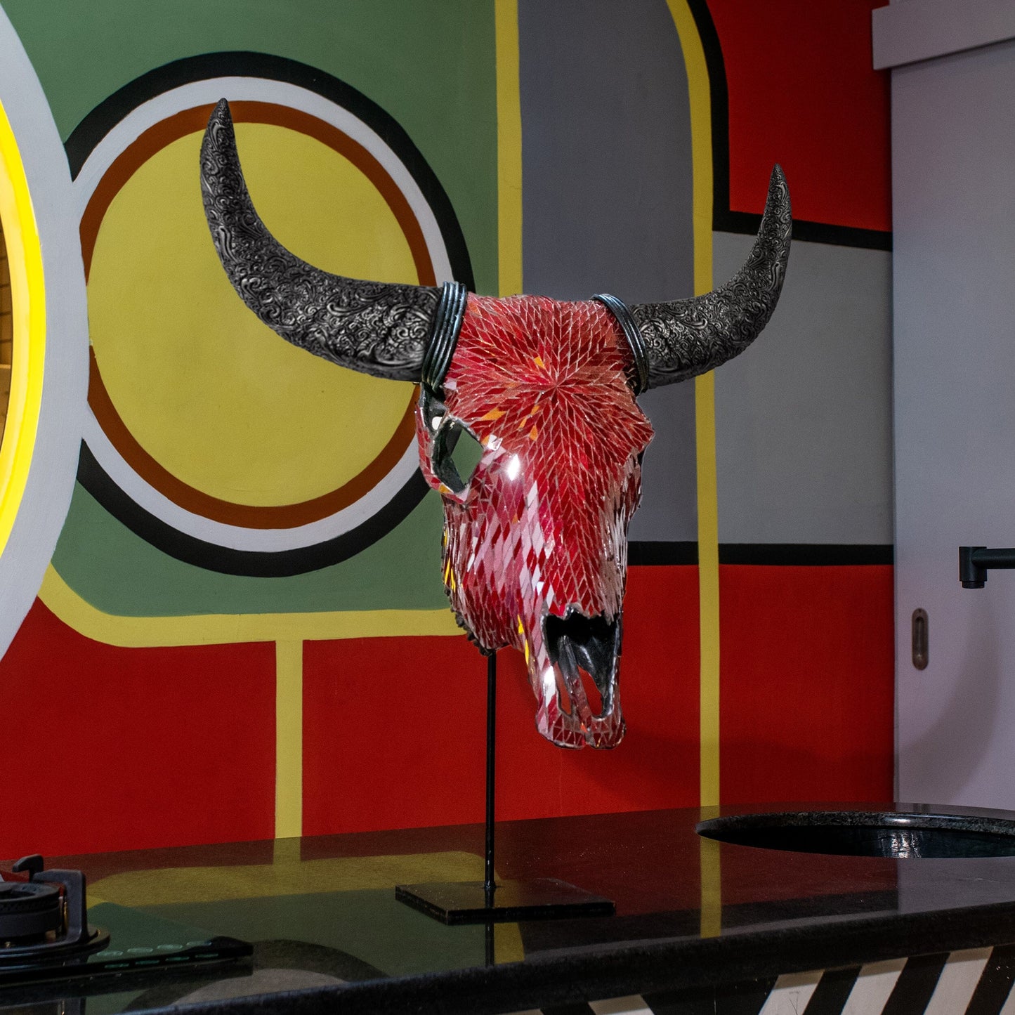 Cow Skull - Red Mirror // Mosaic Finish