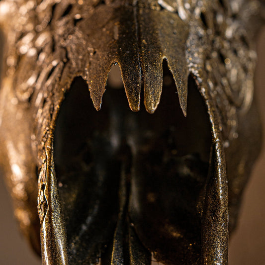 Hand Carved Longhorn Skull - Antique Bronze Mandala // Metallic Finish