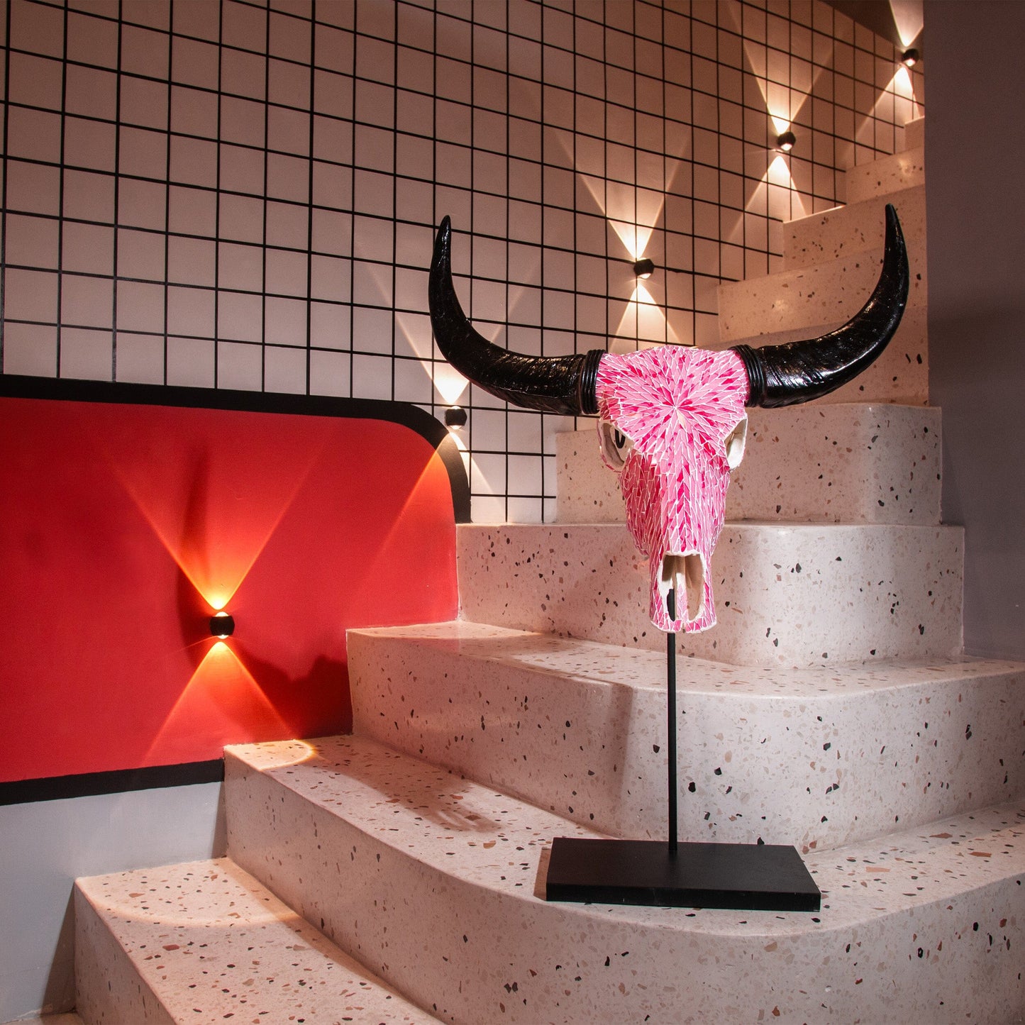 Buffalo Skull -  Pink Mirror // Mosaic Finish
