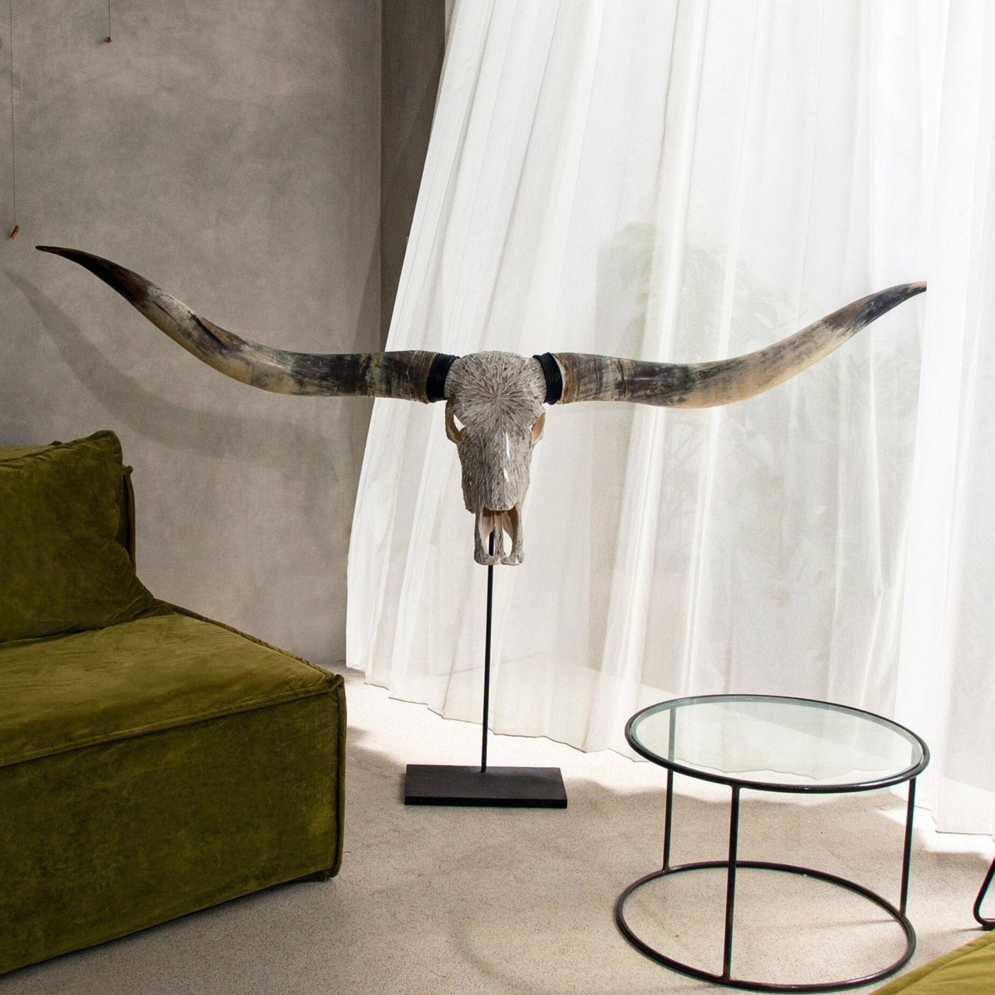 Longhorn Skull // XL Horns - Beige Mirror // Mosaic Finish