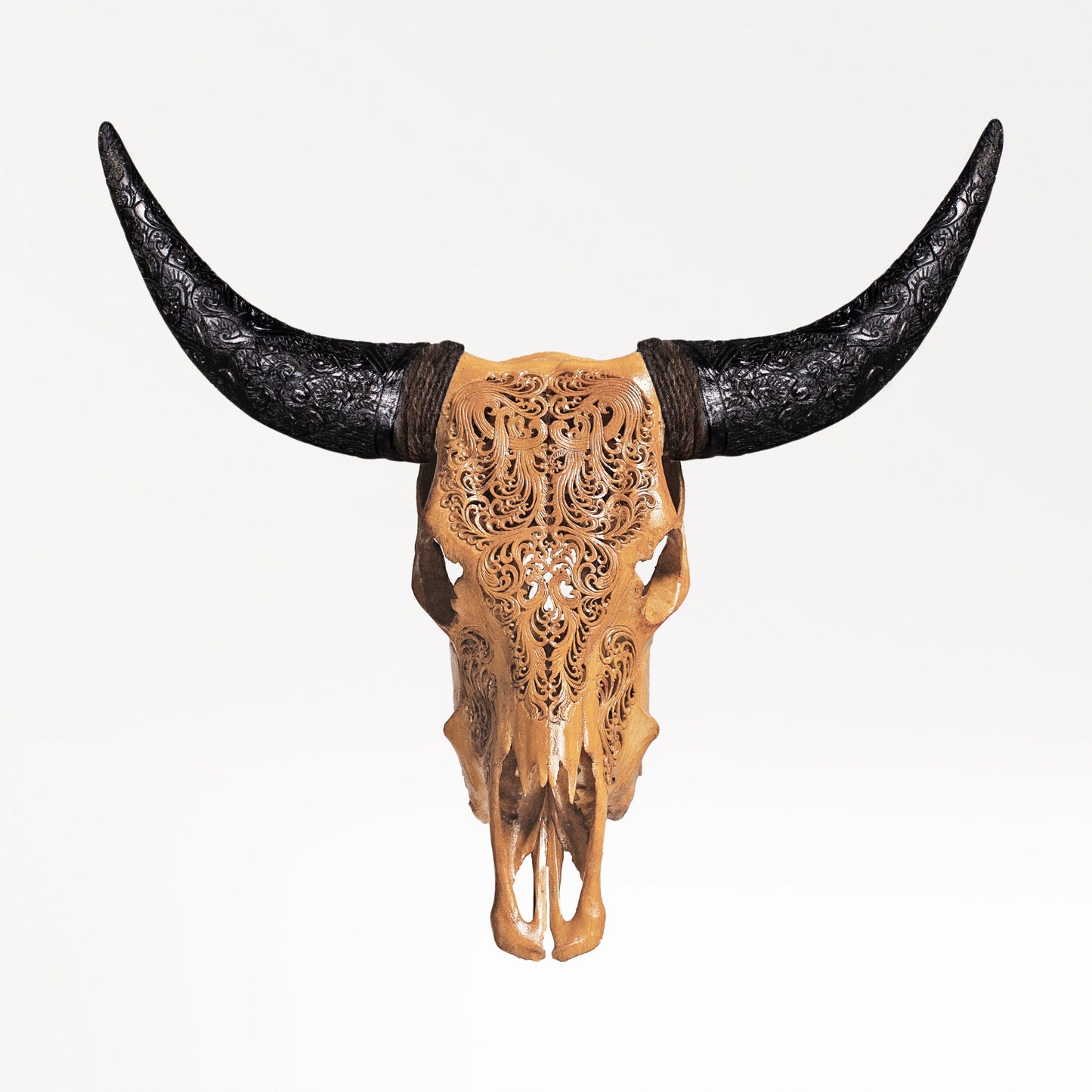 Hand Carved Cow Skull - Antique Titan
