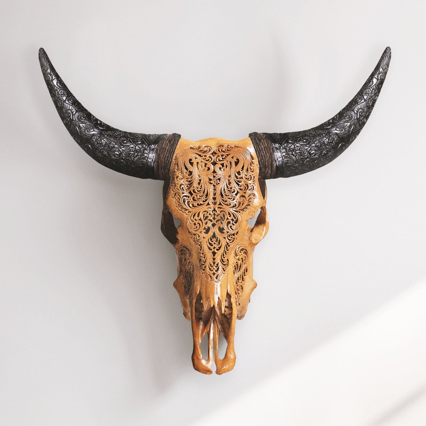 Hand Carved Cow Skull - Antique Titan