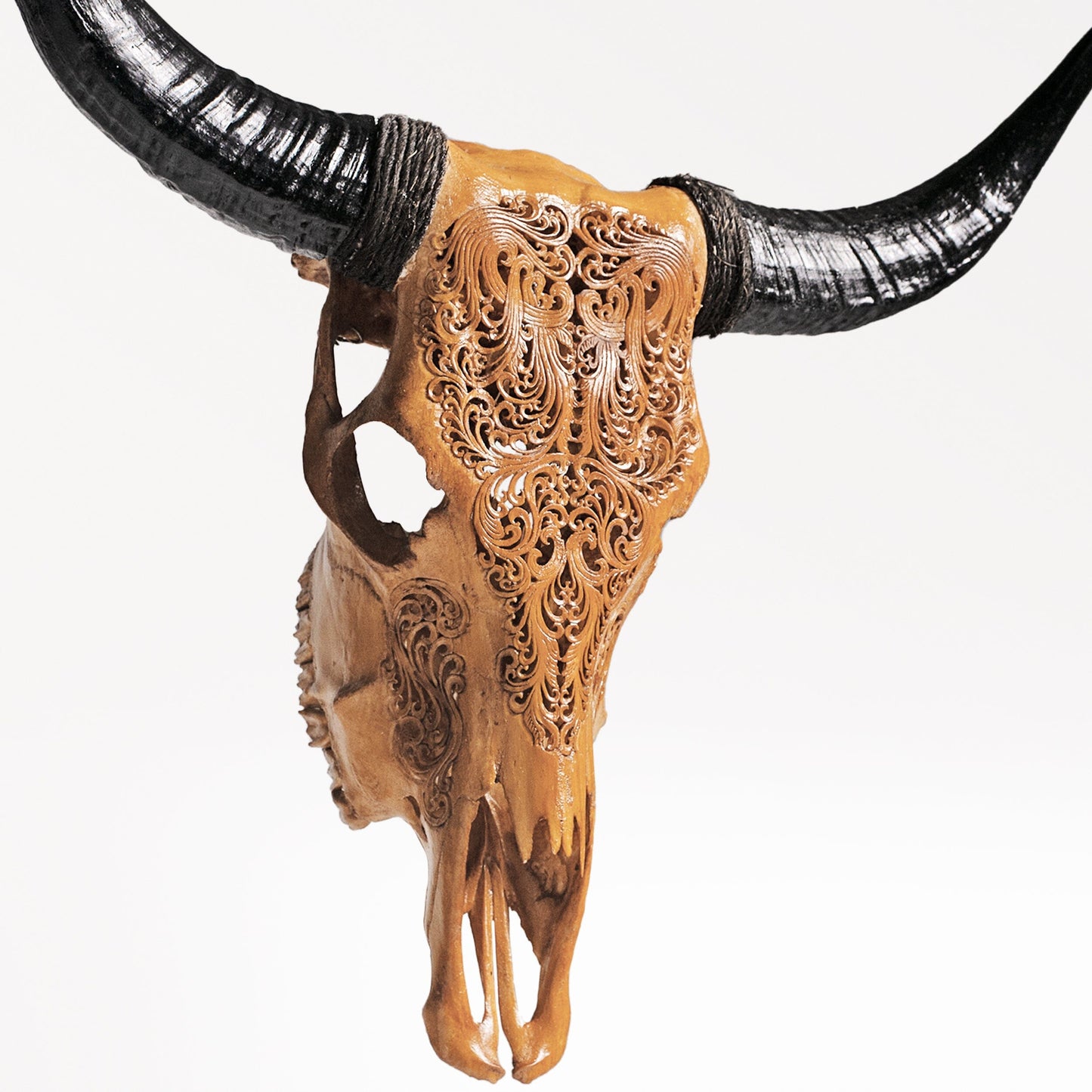 Hand Carved Cow Skull - Antique Titan