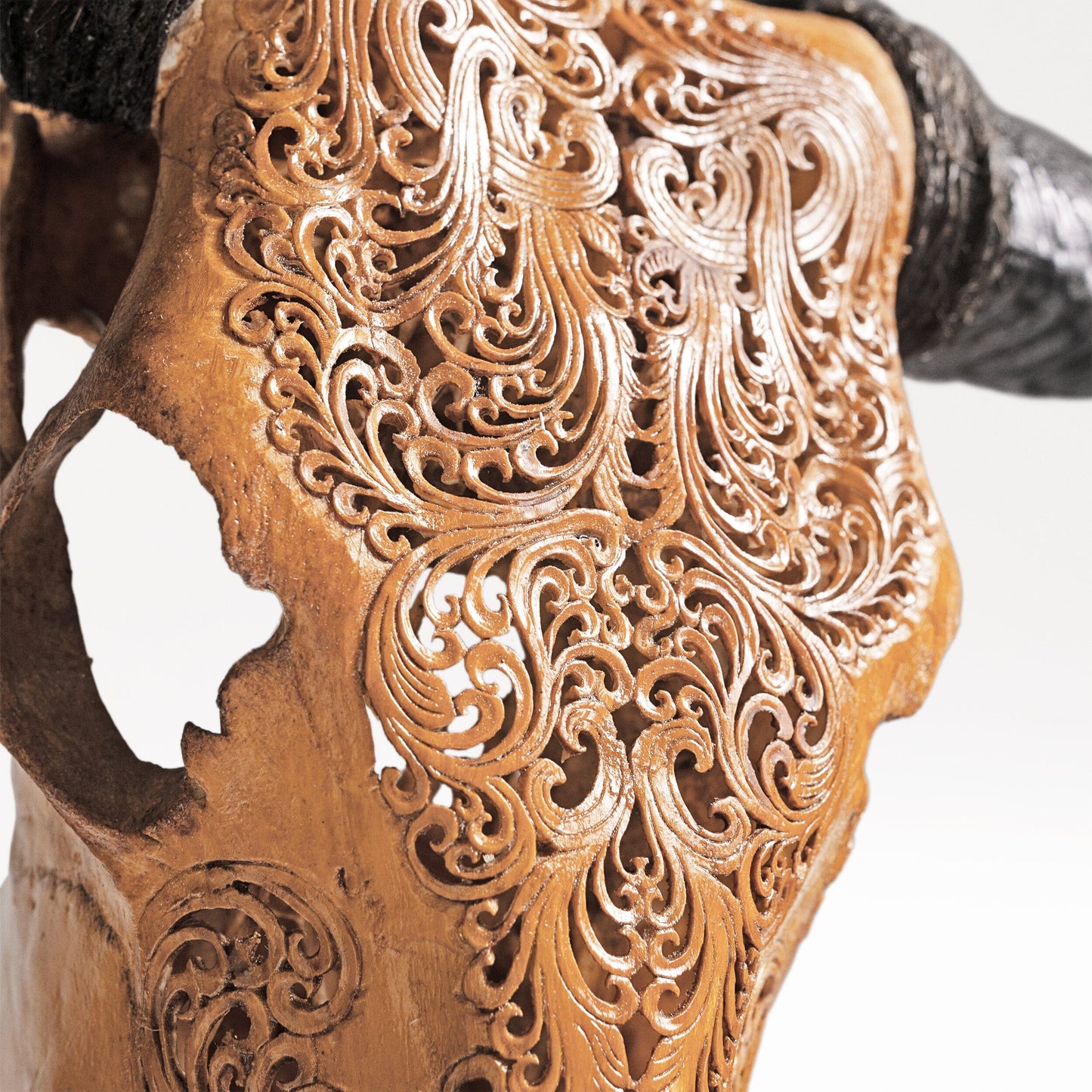 Hand Carved Cow Skull - Antique Titan