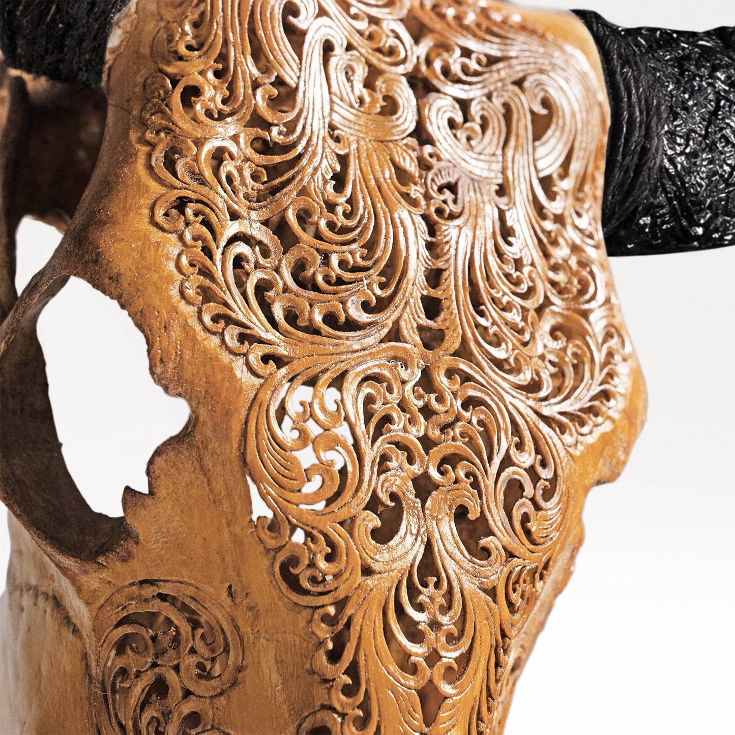Hand Carved Cow Skull - Antique Titan