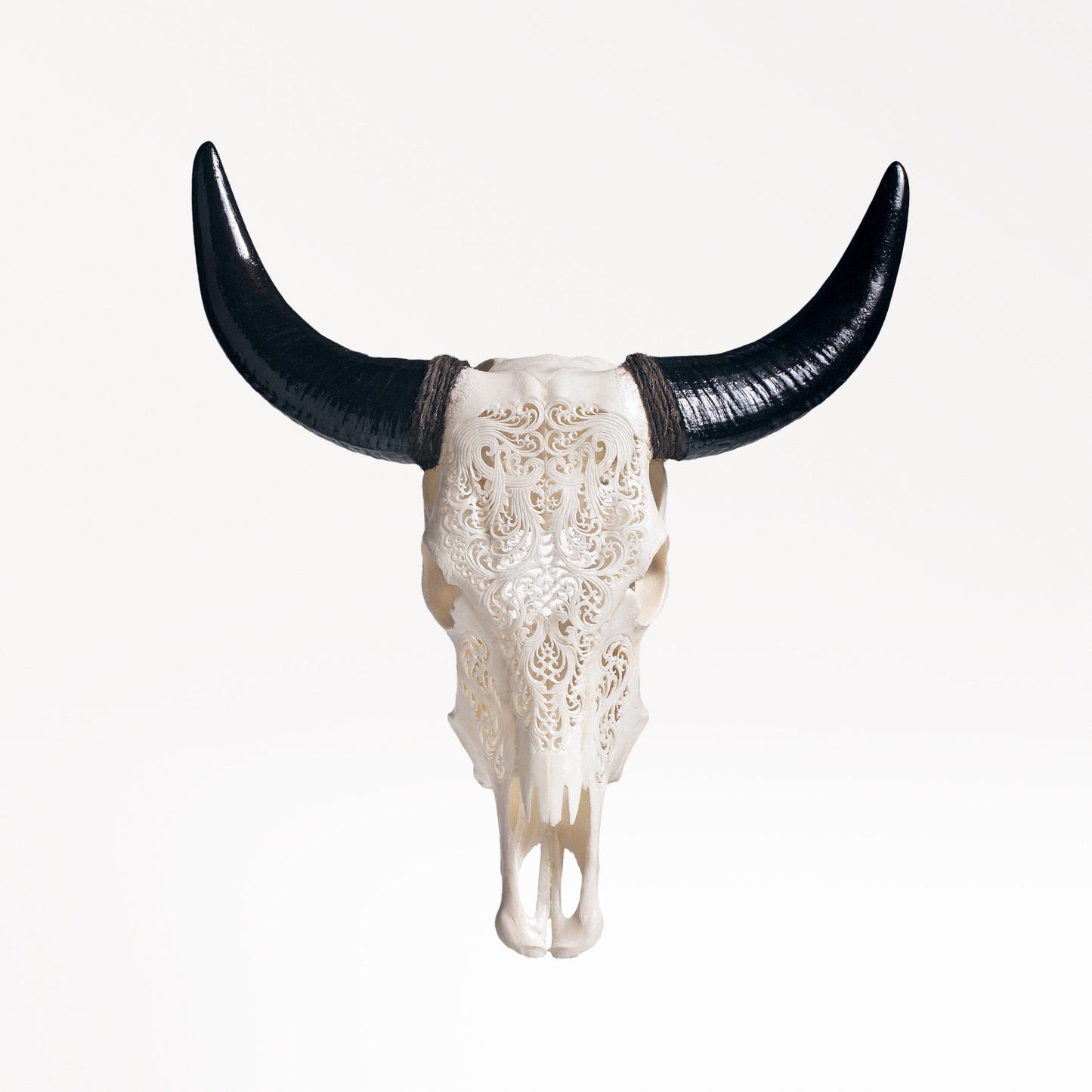 Hand Carved Cow Skull - White Titan