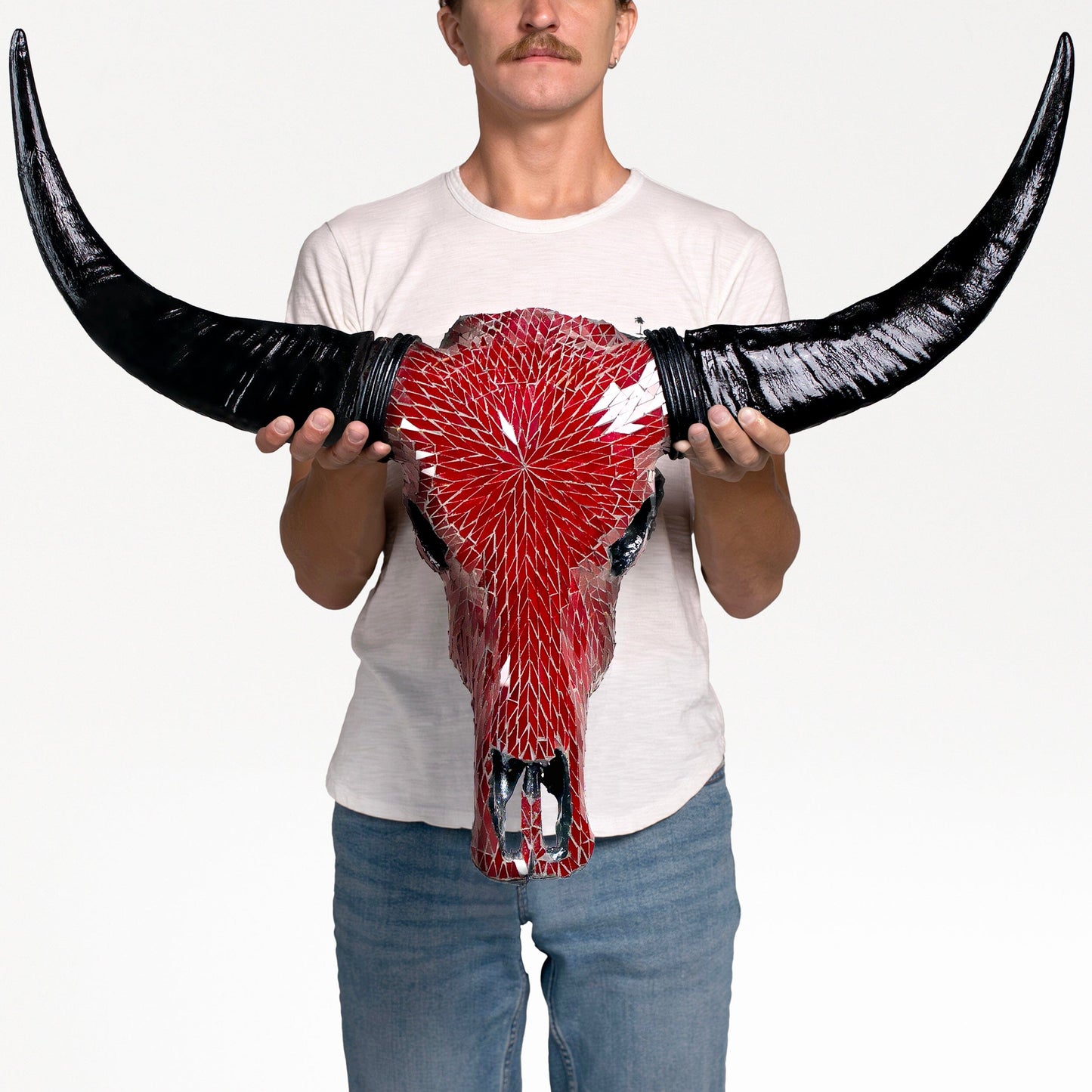 Buffalo Skull - Red Mirror // Mosaic Finish