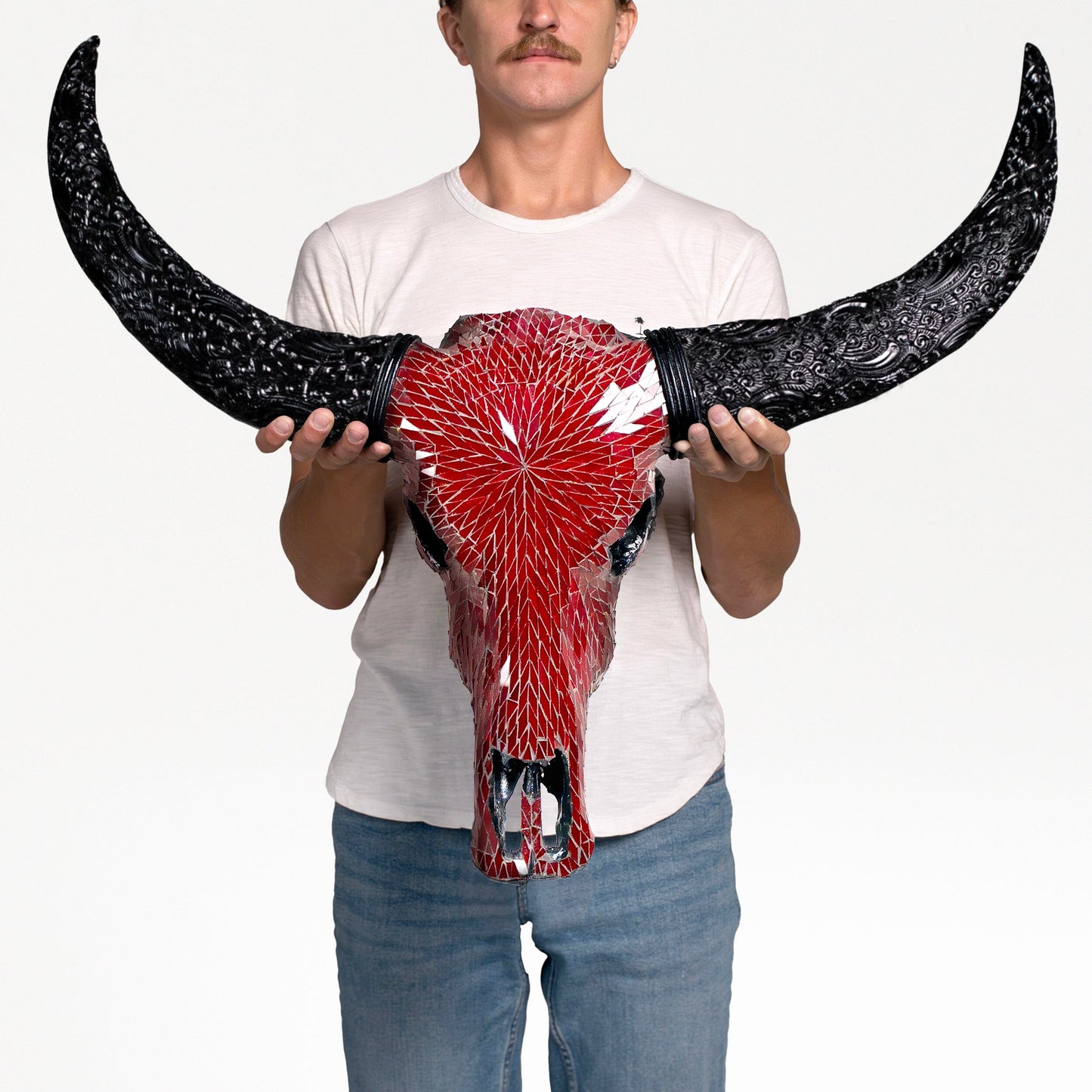 Buffalo Skull - Red Mirror // Mosaic Finish