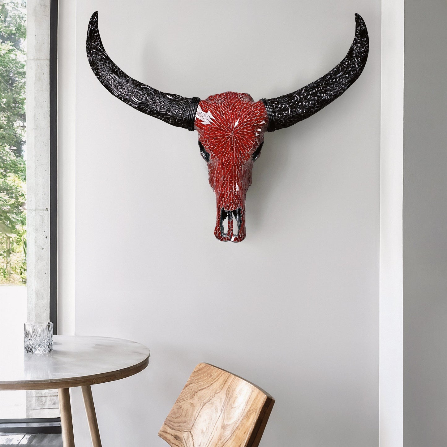 Buffalo Skull - Red Mirror // Mosaic Finish