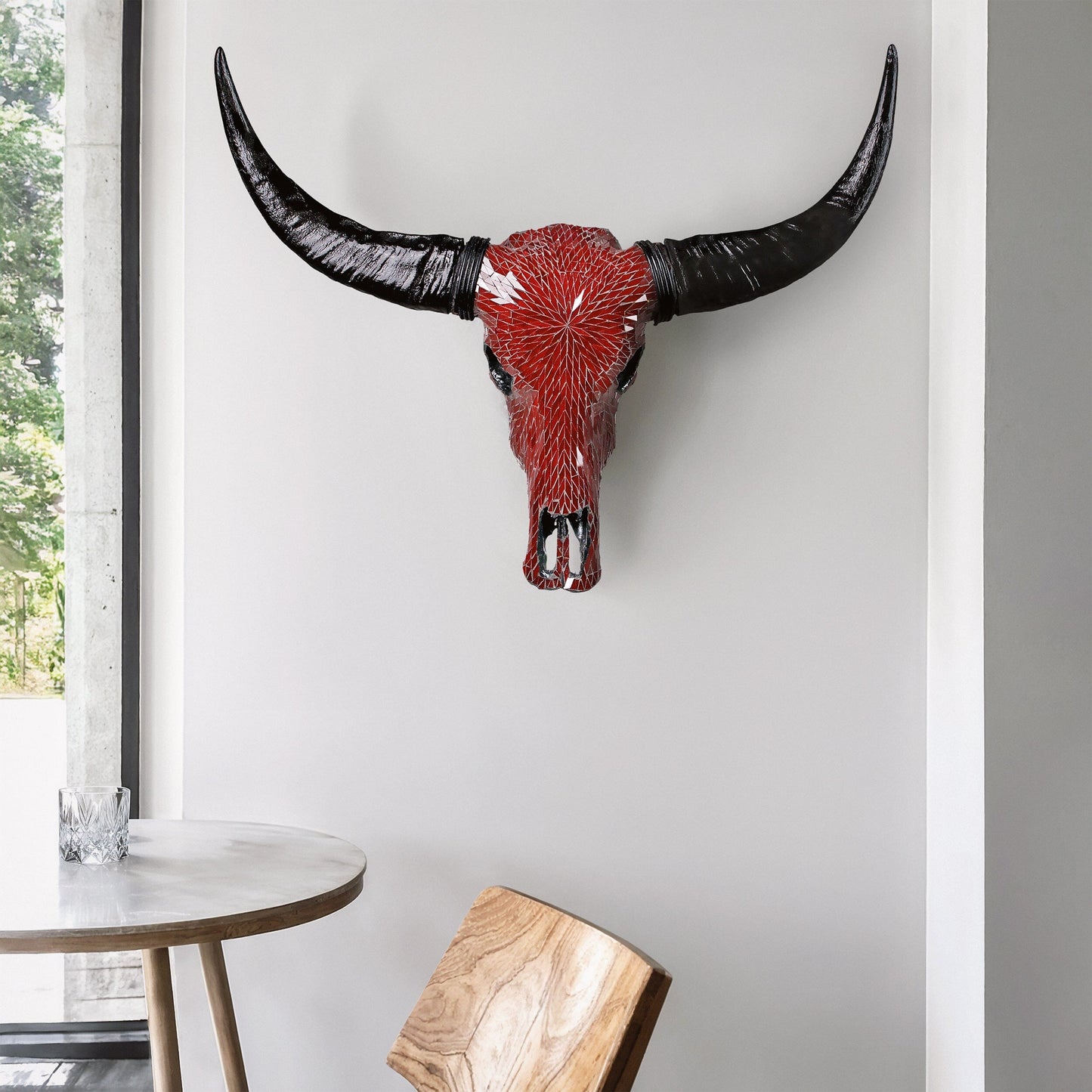 Buffalo Skull - Red Mirror // Mosaic Finish