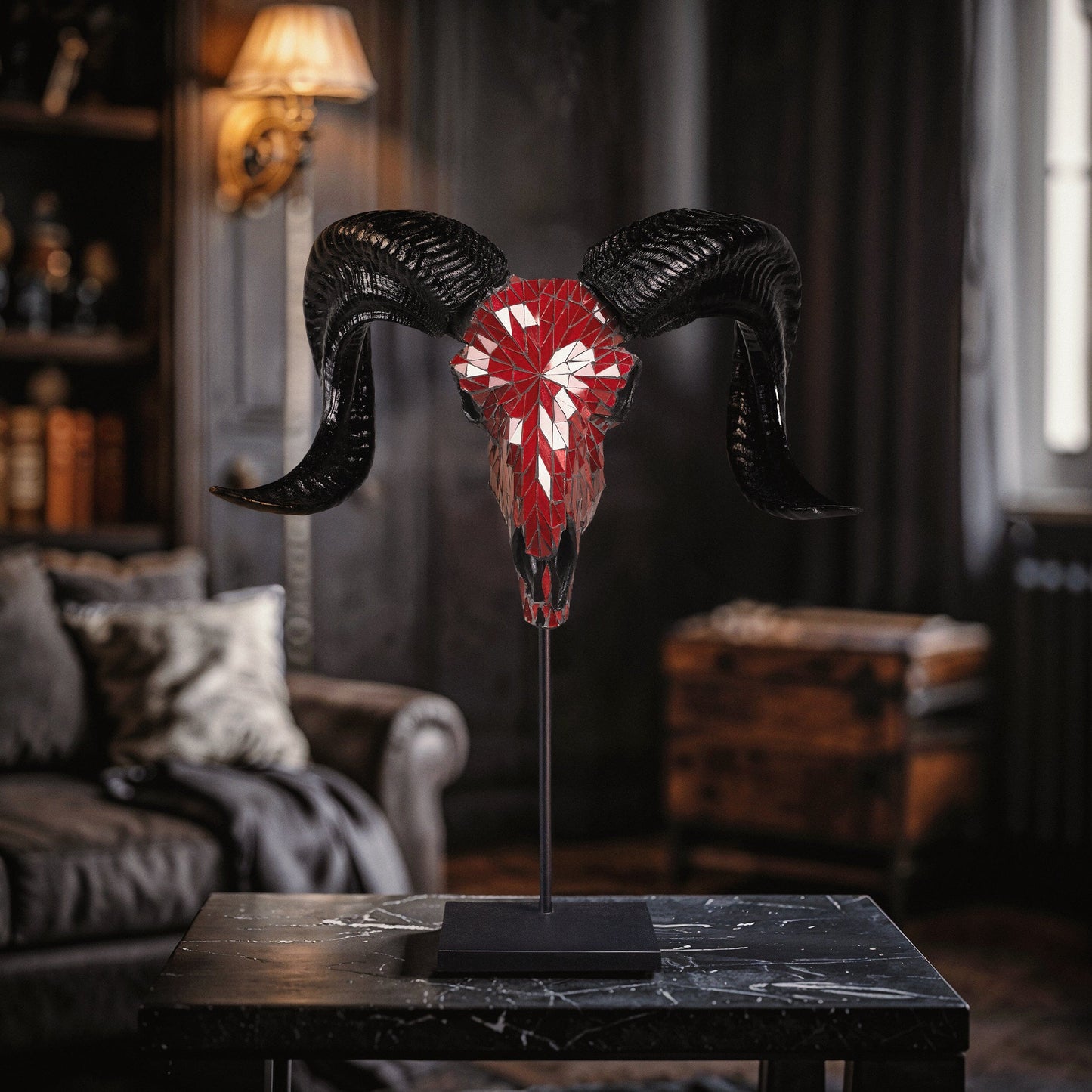 Ram Skull - Red Mirror // Mosaic Finish
