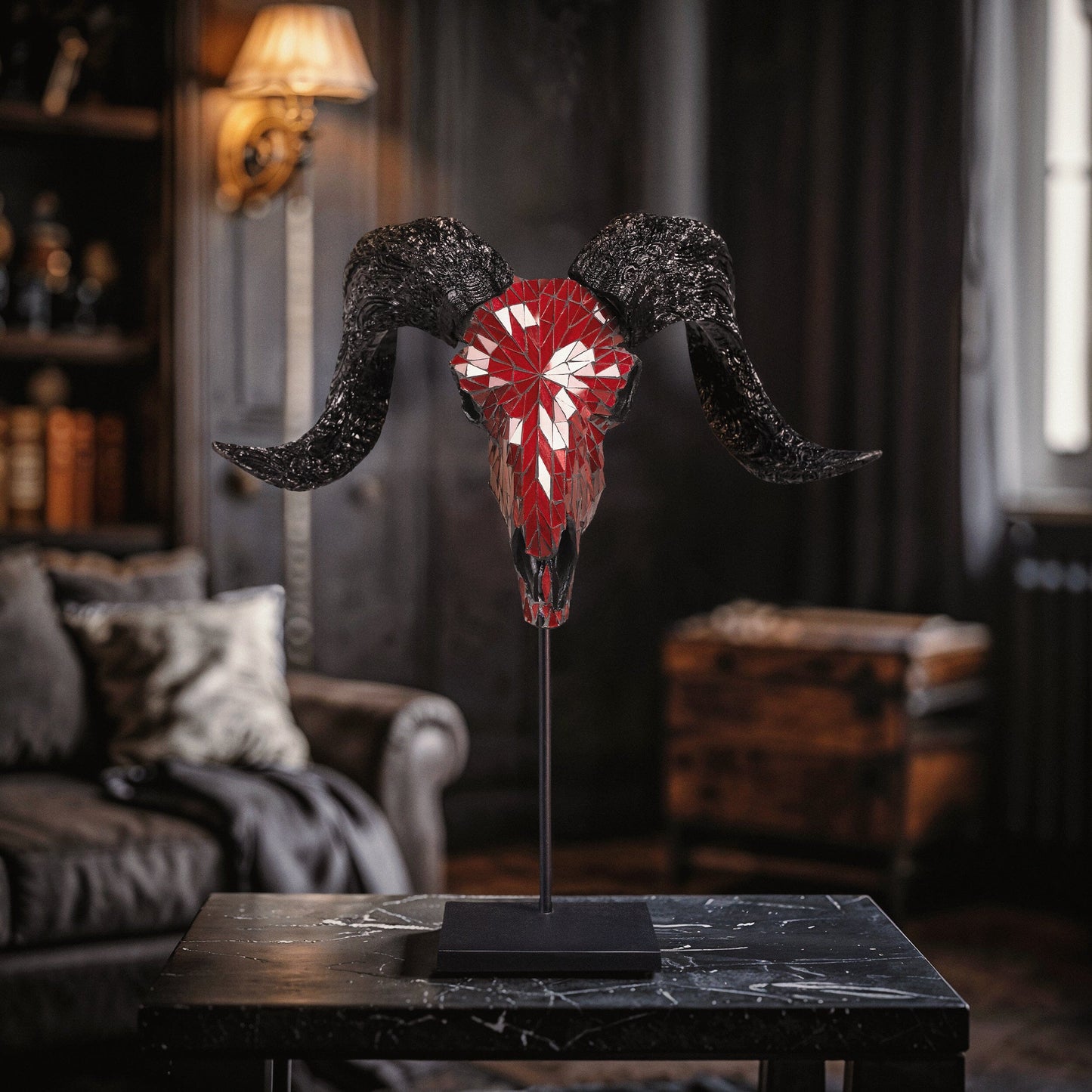 Ram Skull - Red Mirror // Mosaic Finish