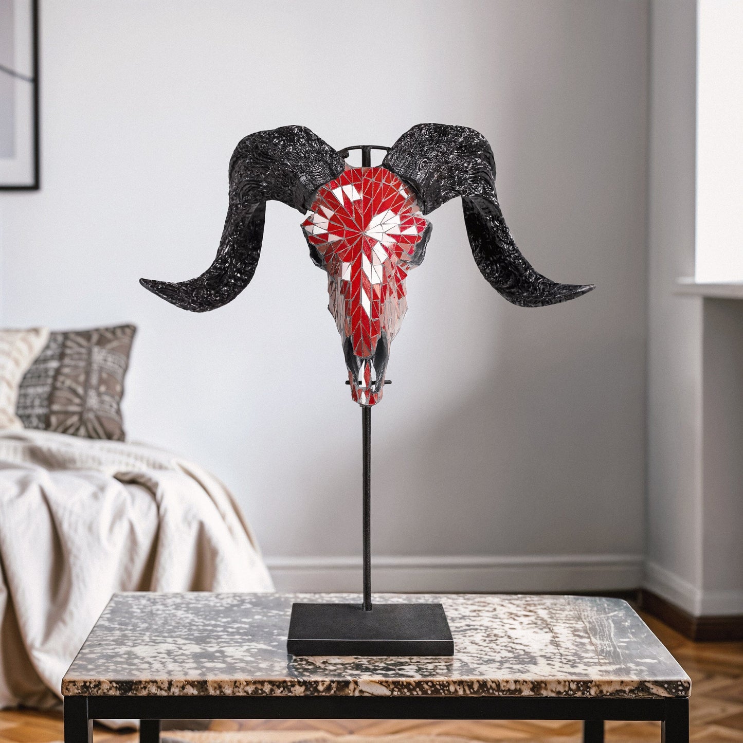 Ram Skull - Red Mirror // Mosaic Finish