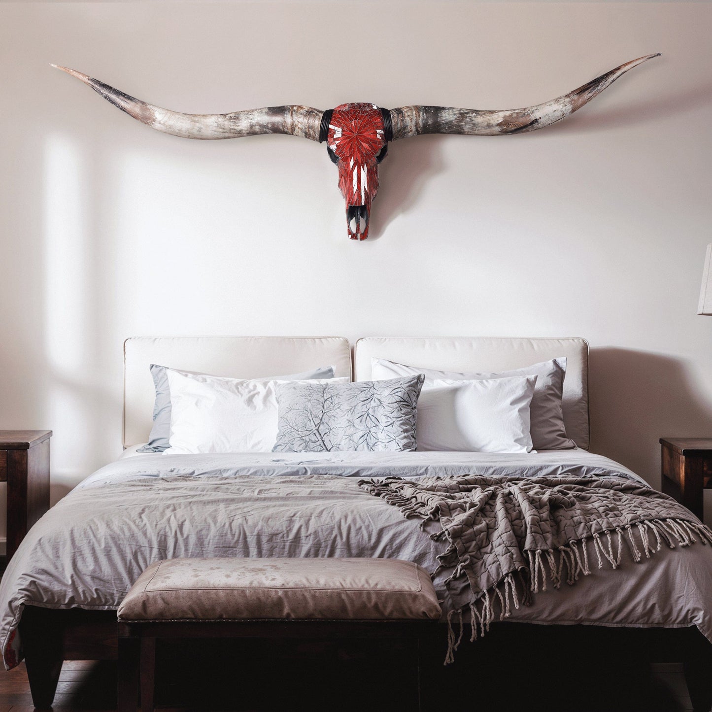 Longhorn Skull // XL Horns - Red Mirror // Mosaic Finish
