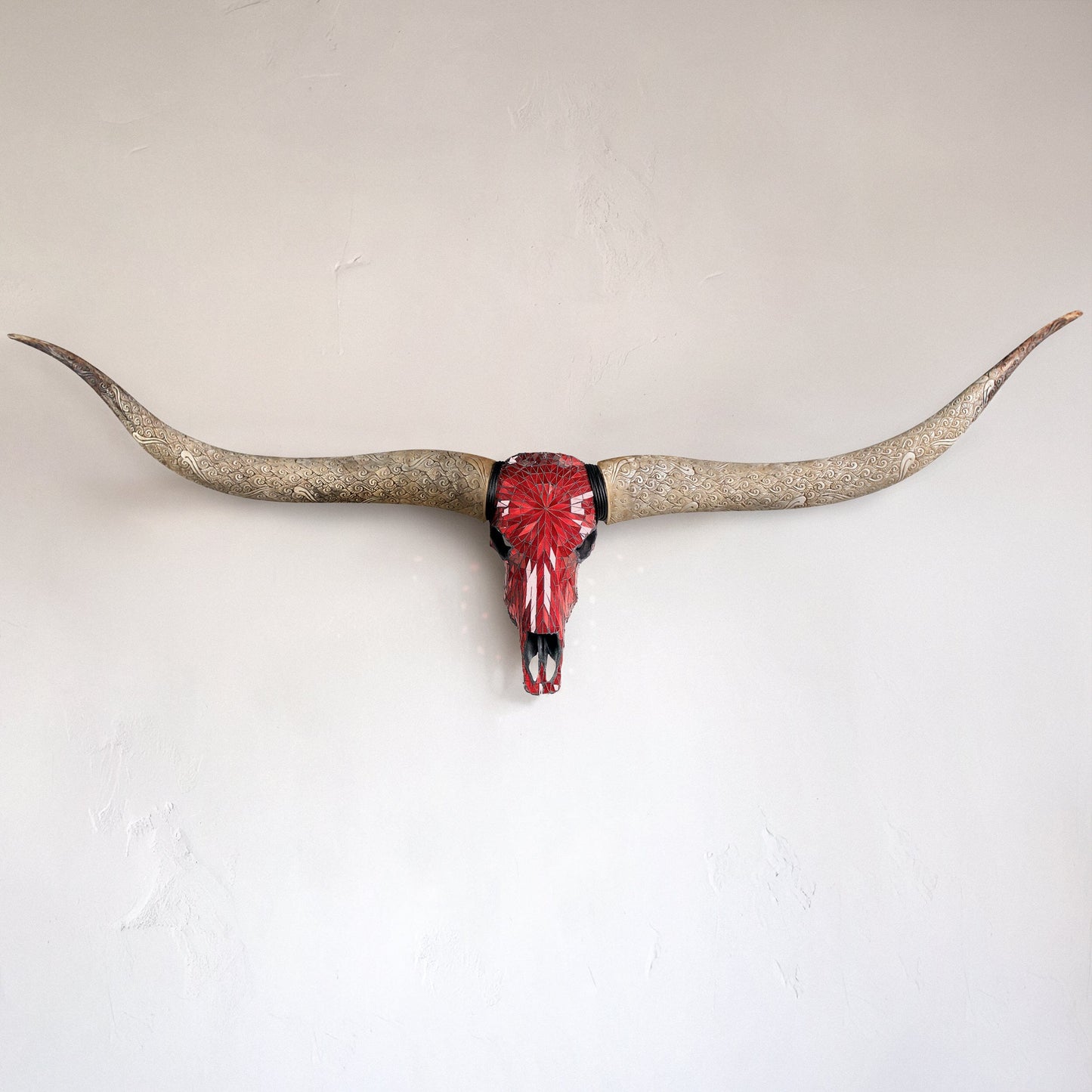 Longhorn Skull // XL Horns - Red Mirror // Mosaic Finish