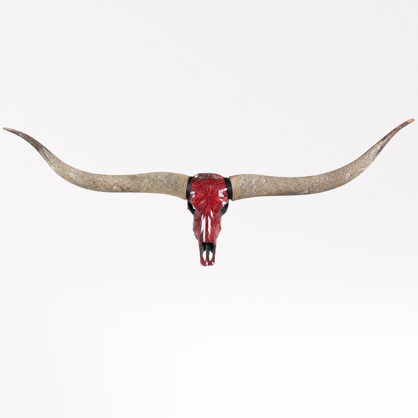 Longhorn Skull // XL Horns - Red Mirror // Mosaic Finish