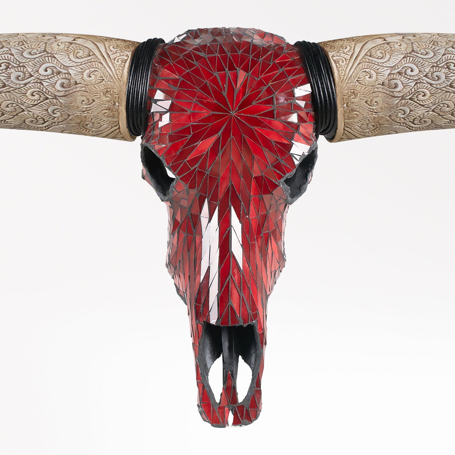 Longhorn Skull // XL Horns - Red Mirror // Mosaic Finish