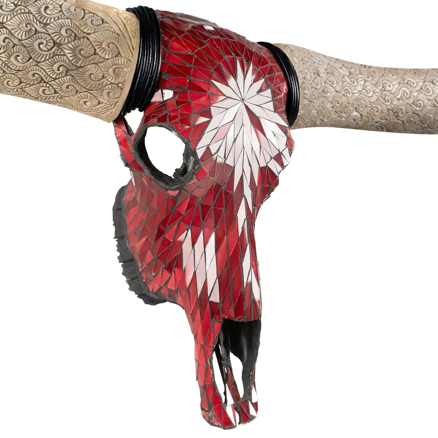 Longhorn Skull // XL Horns - Red Mirror // Mosaic Finish