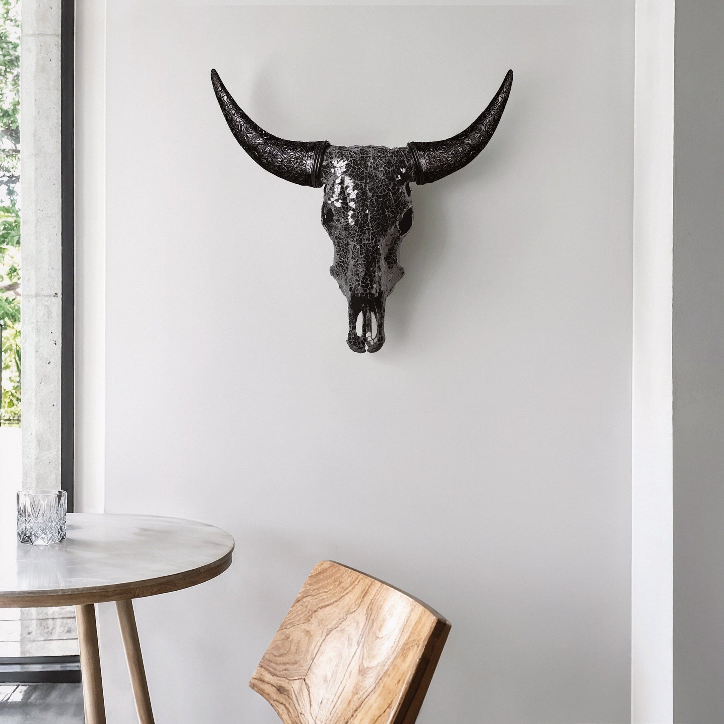 Cow Skull -  Black Mirror // Mosaic Finish