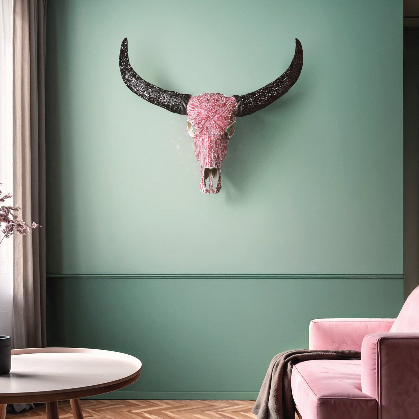 Buffalo Skull -  Pink Mirror // Mosaic Finish