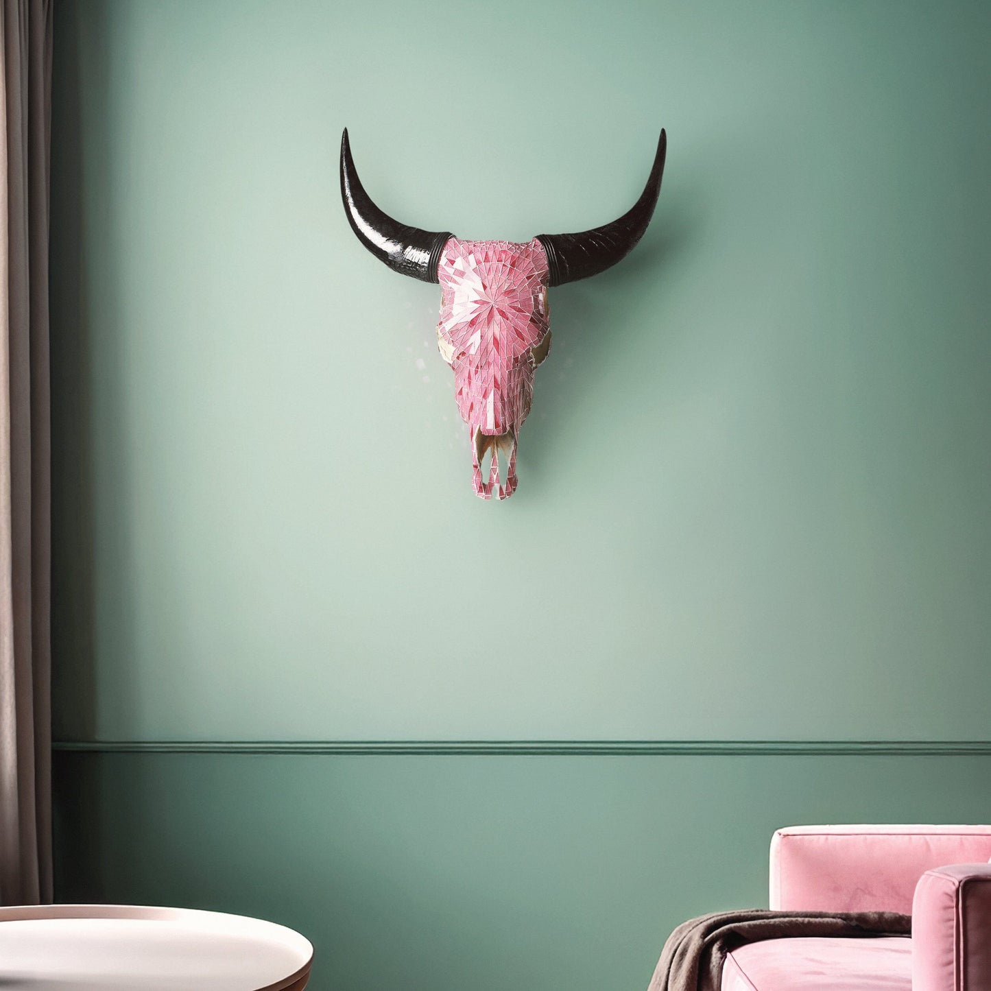 Cow Skull - Pink Mirror // Mosaic Finish