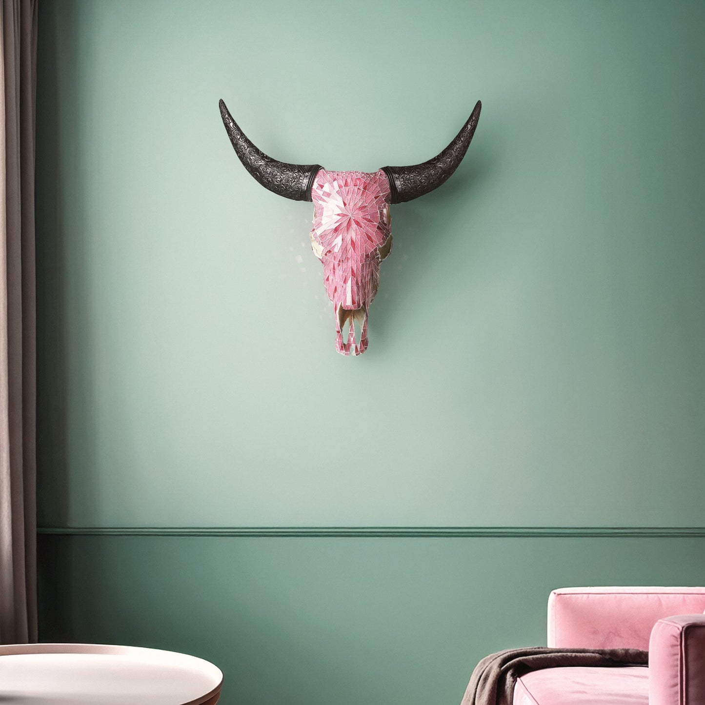 Cow Skull - Pink Mirror // Mosaic Finish