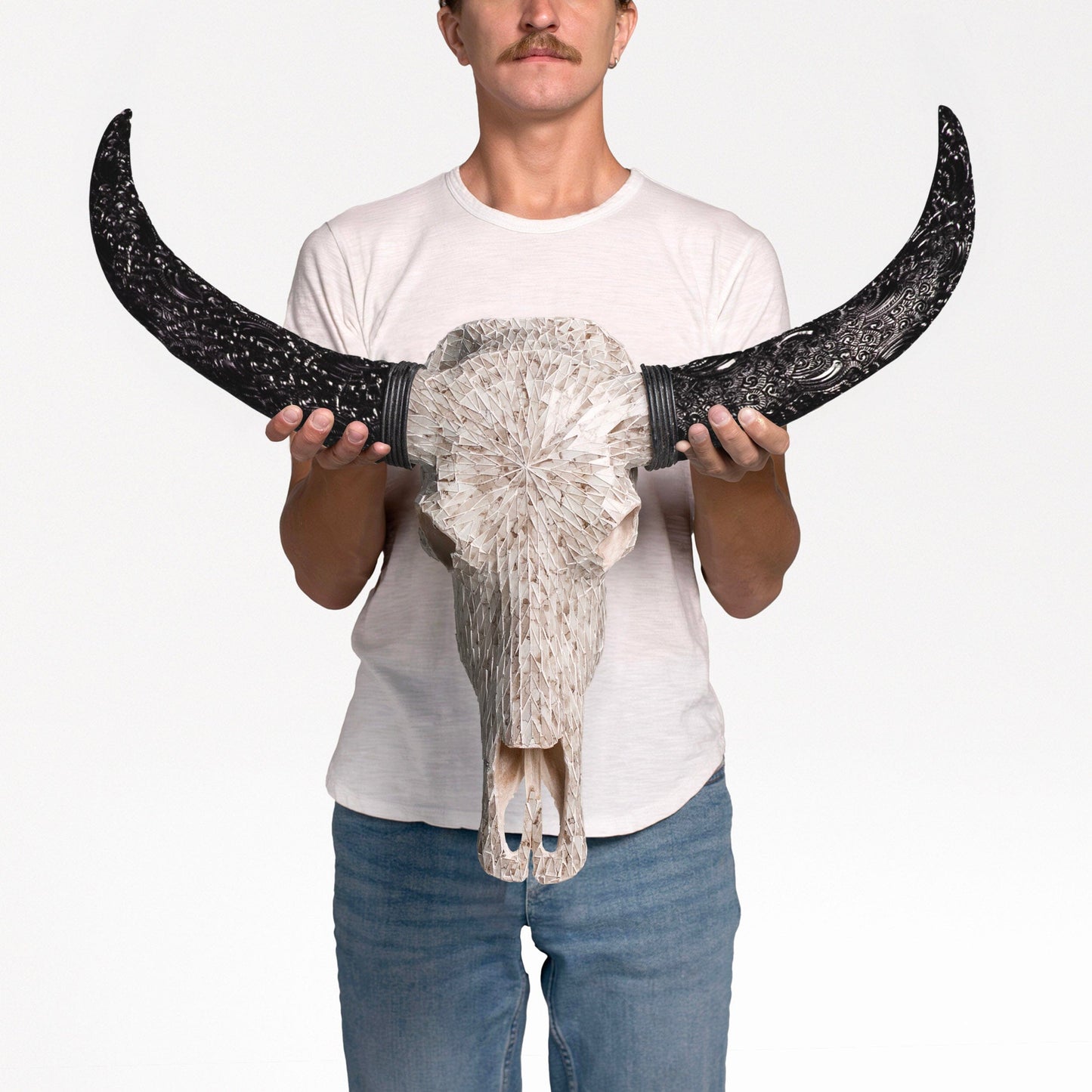 Buffalo Skull - Beige Mirror // Mosaic Finish